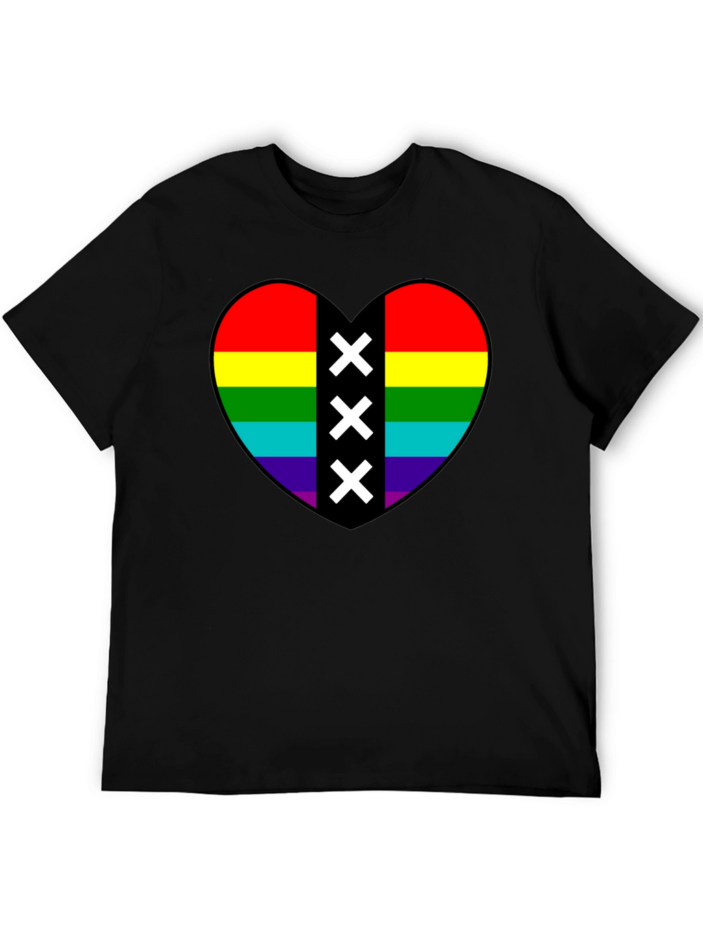 Pride Heart Amsterdam XXX T-Shirt - Black Cotton Tee