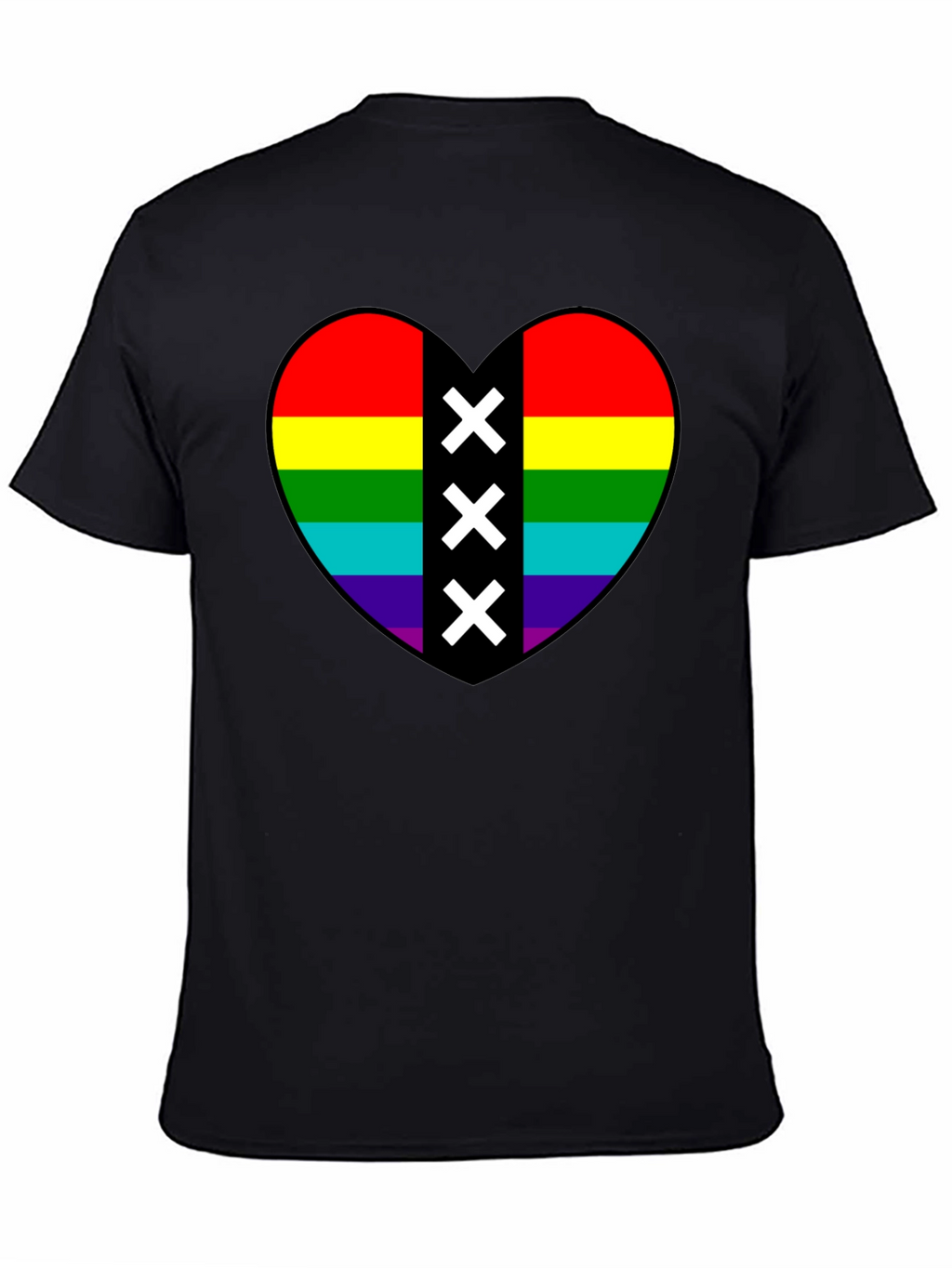 Pride Heart Amsterdam XXX T-Shirt - Black Cotton Tee