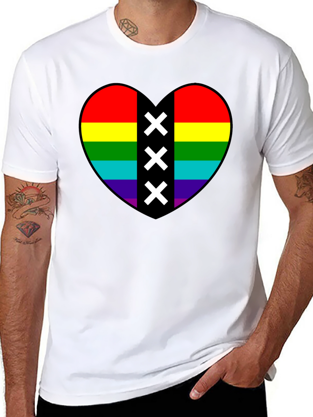 Pride Heart Amsterdam XXX T-Shirt - Black Cotton Tee