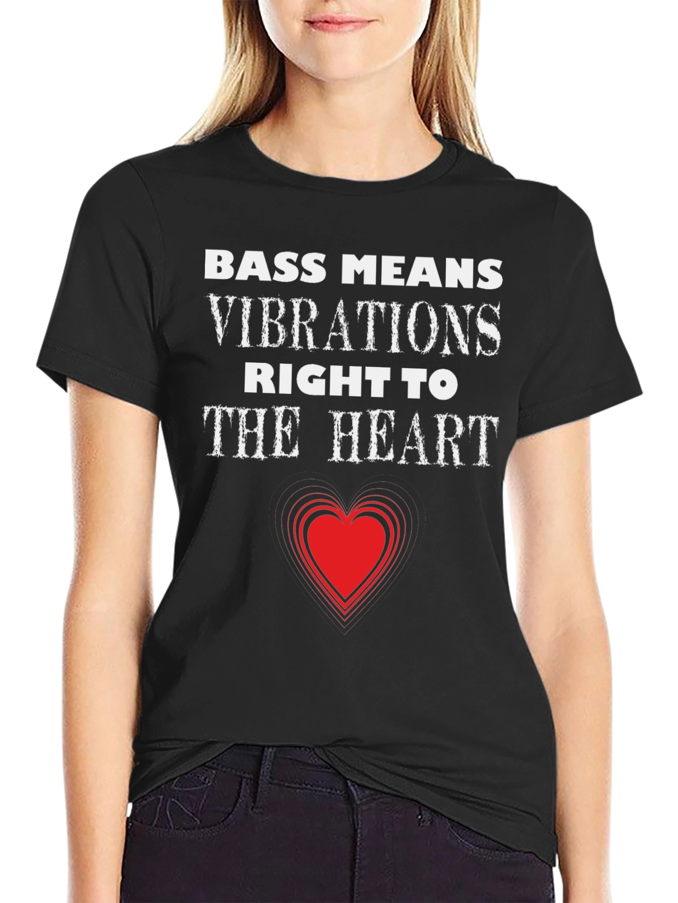 Bass Means Vibrations Heart T-Shirt