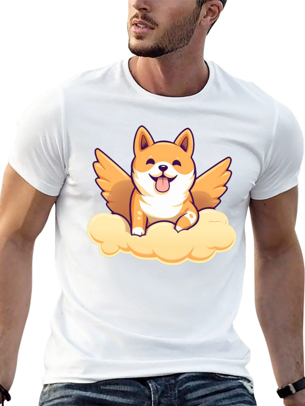 Dog Angel Graphic Tee - Black T-Shirt