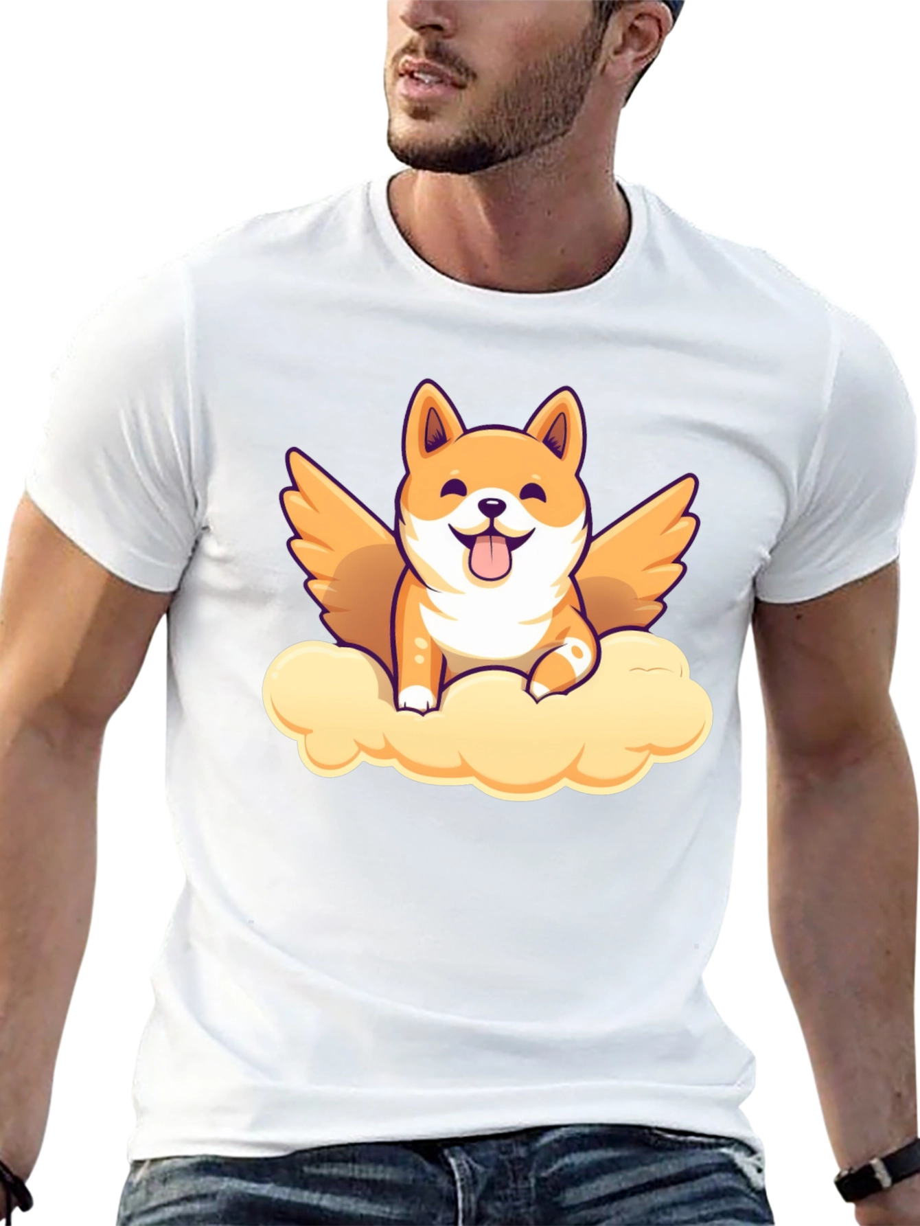 Dog Angel Graphic Tee - Black T-Shirt
