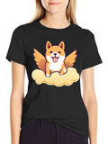 Dog Angel Graphic Tee - Black T-Shirt