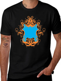 Graphic Tee - Black T-Shirt with Ornamental Design