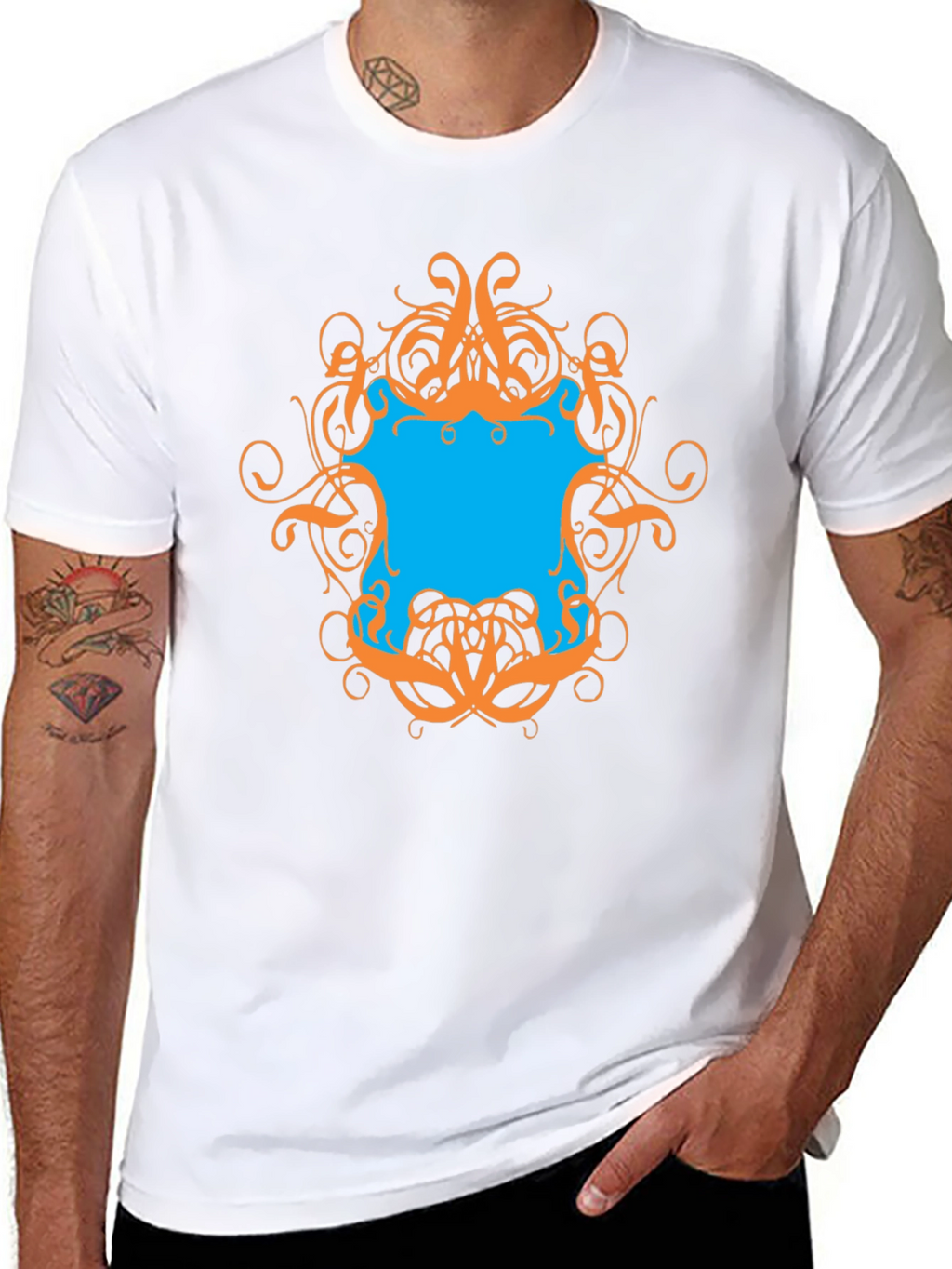 Graphic Tee - Black T-Shirt with Ornamental Design