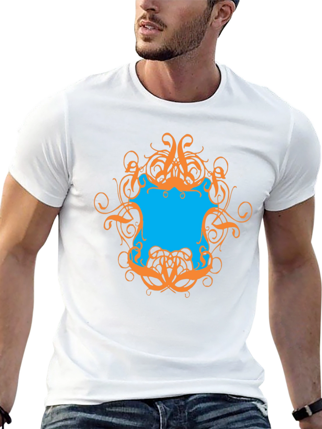 Graphic Tee - Black T-Shirt with Ornamental Design