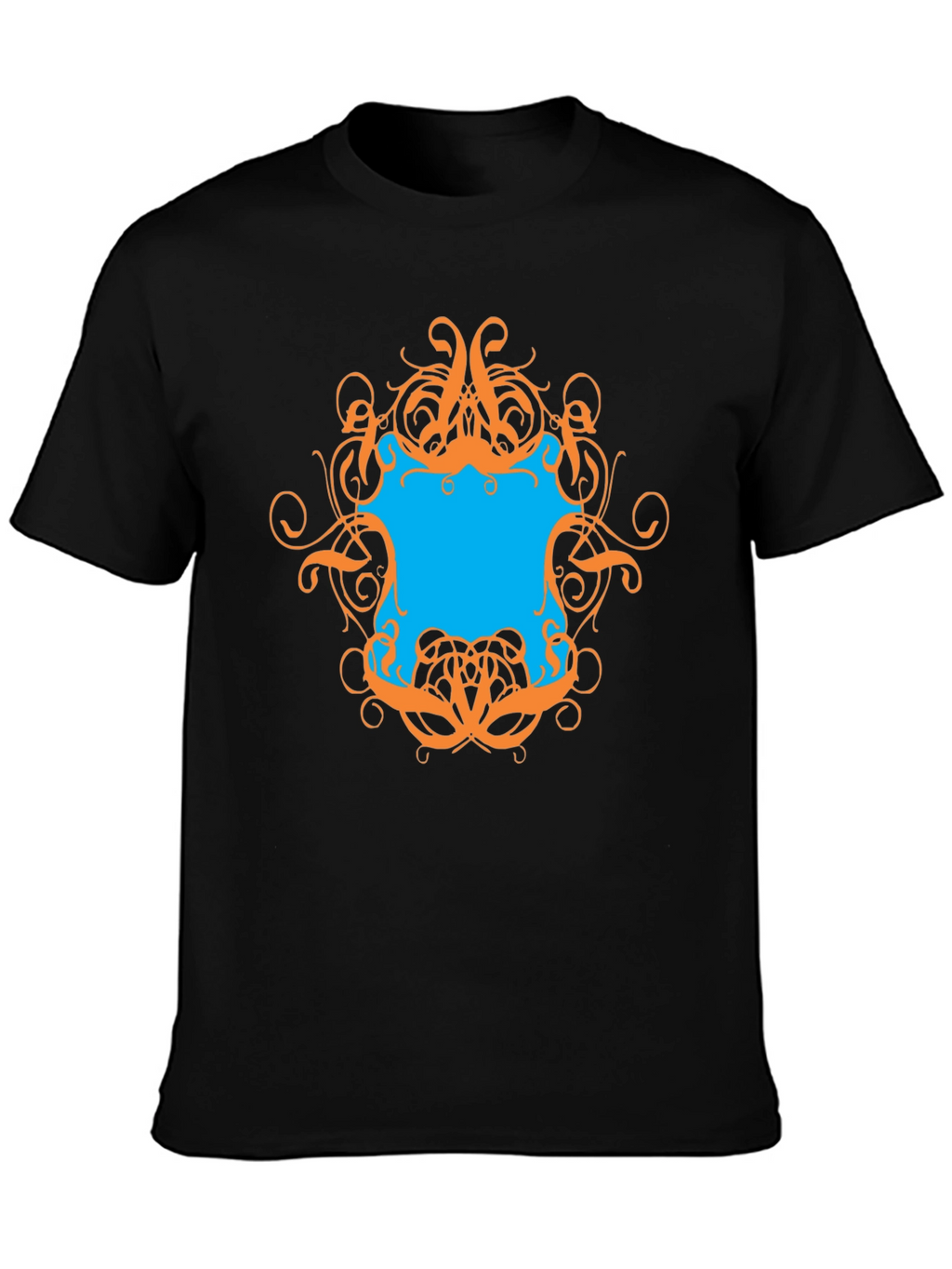 Graphic Tee - Black T-Shirt with Ornamental Design