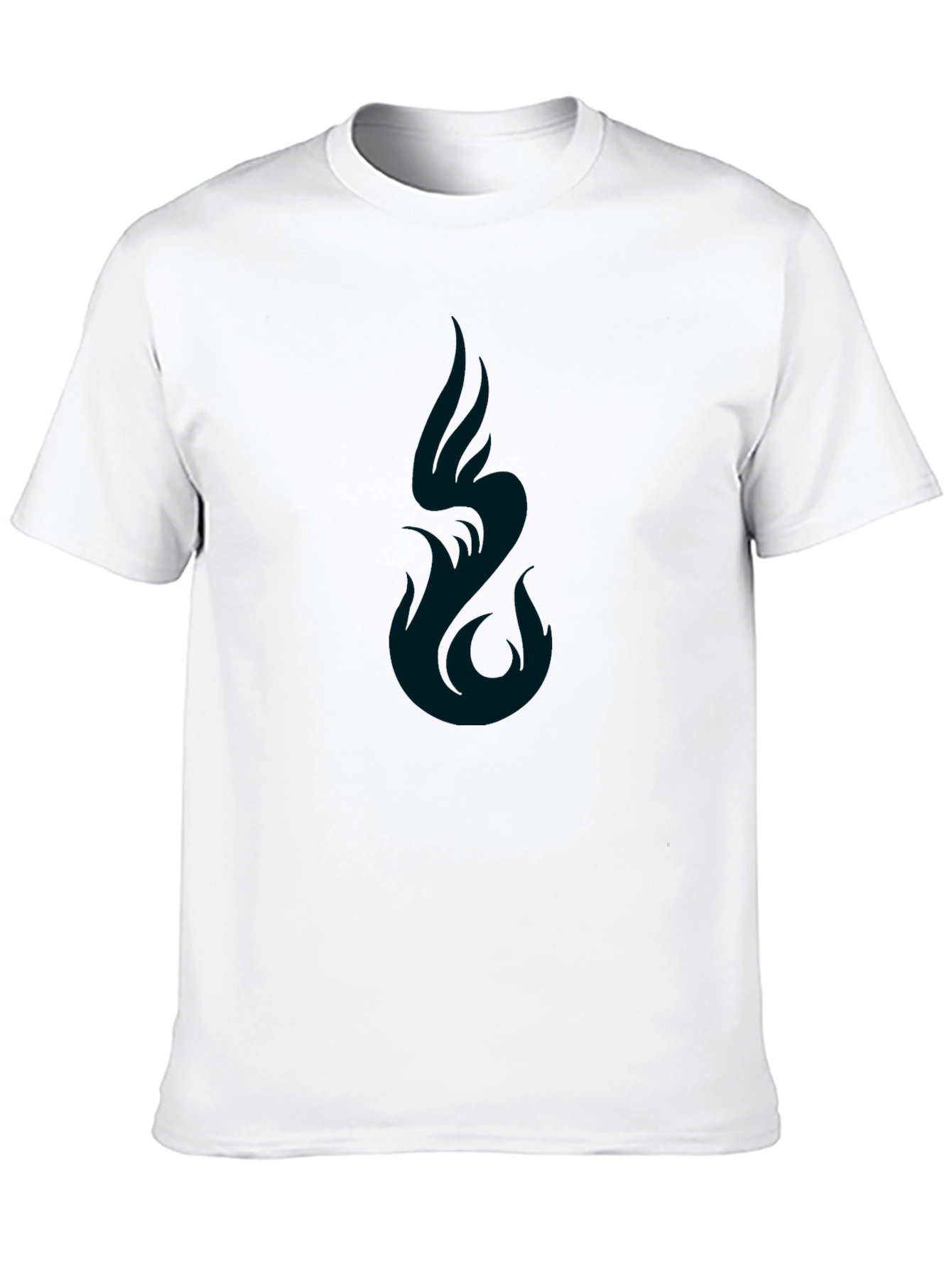 Mens Black Graphic Tee - Abstract Flame Design