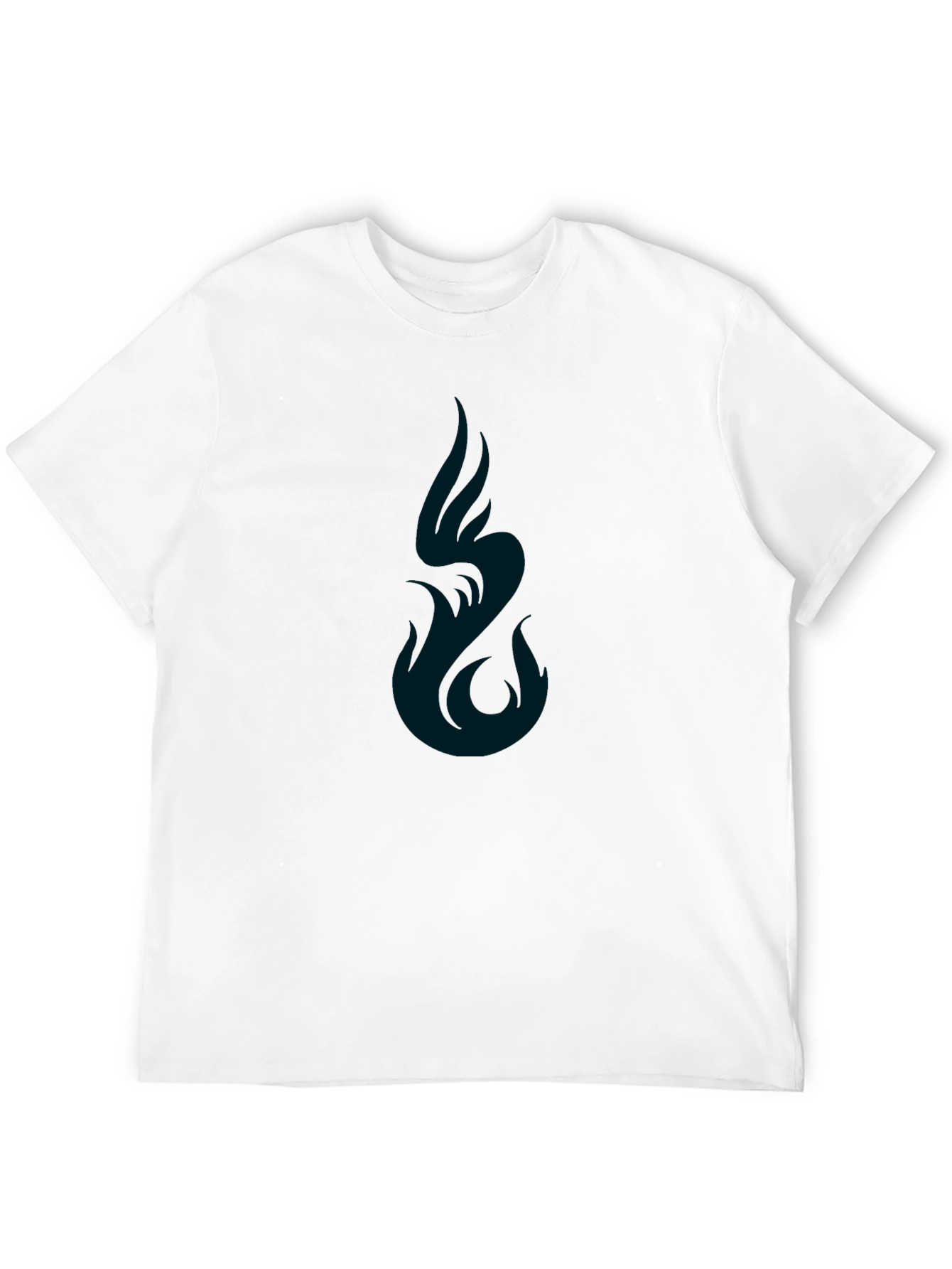 Mens Black Graphic Tee - Abstract Flame Design