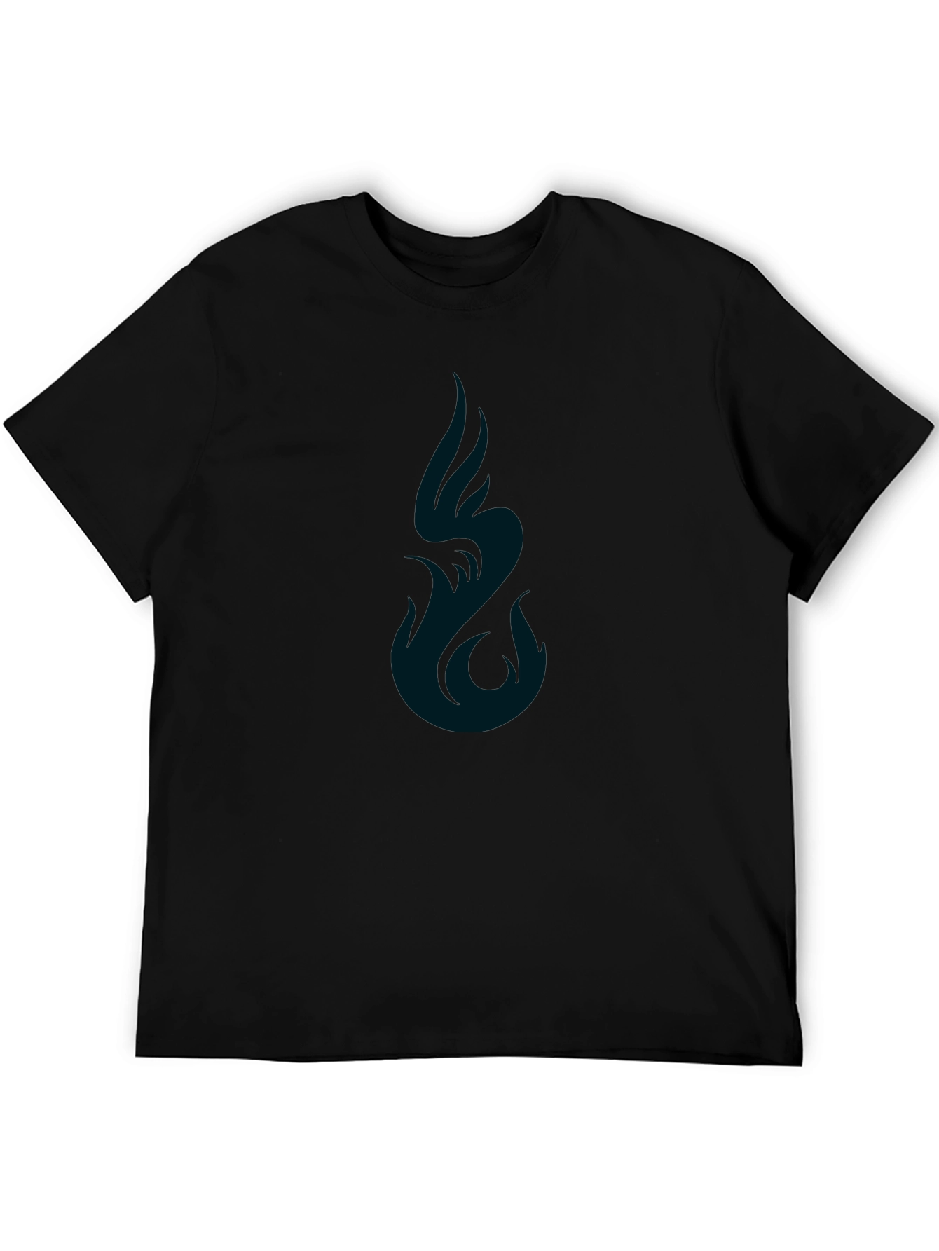 Mens Black Graphic Tee - Abstract Flame Design