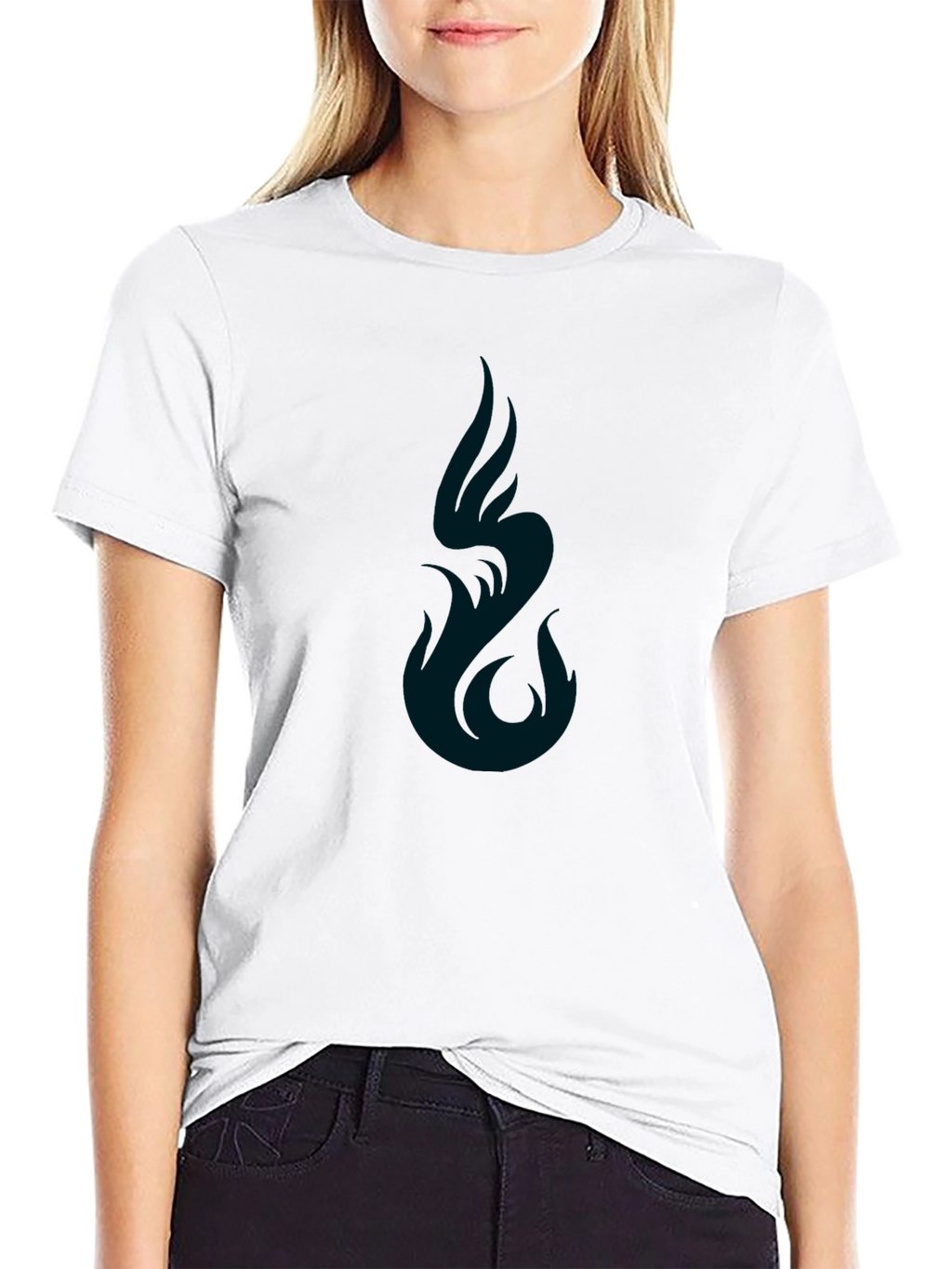 Mens Black Graphic Tee - Abstract Flame Design