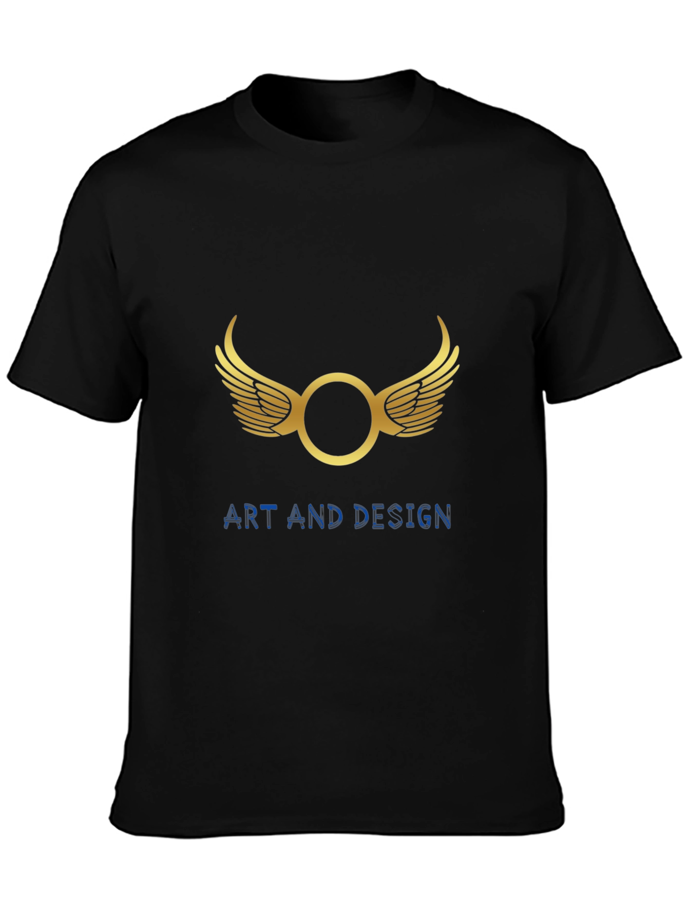 Mens Black Graphic Tee - Wings Art Design