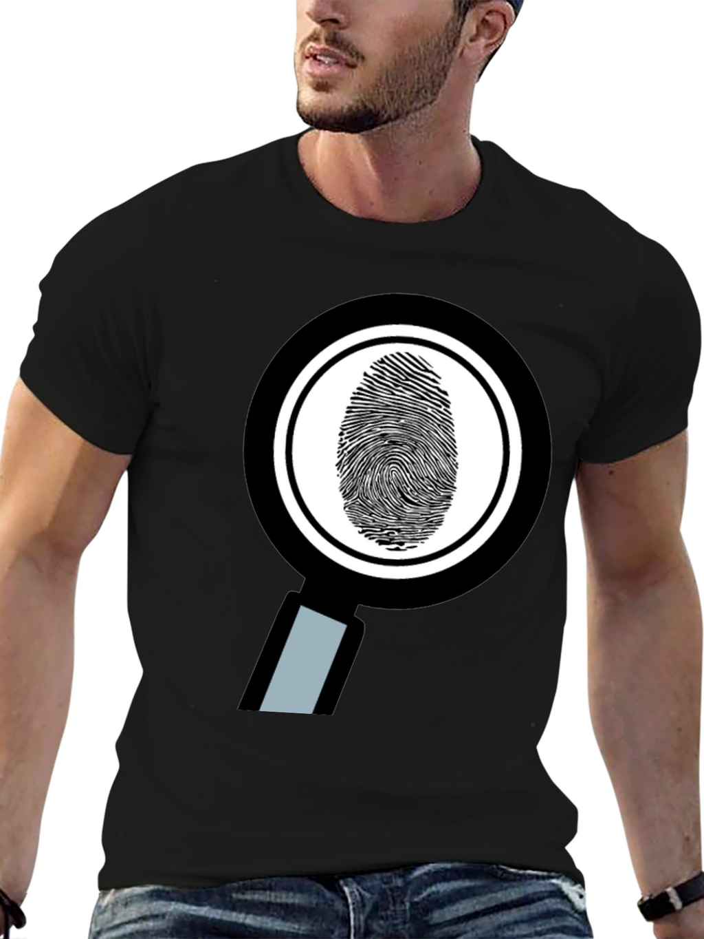 Fingerprint Magnifying Glass Graphic Tee