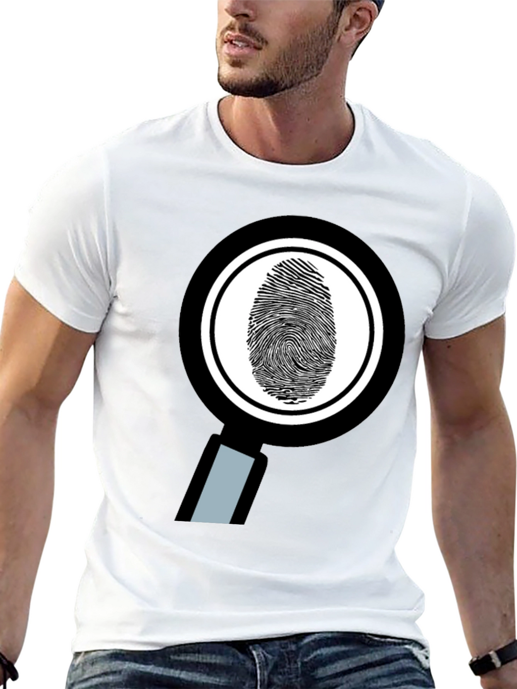 Fingerprint Magnifying Glass Graphic Tee