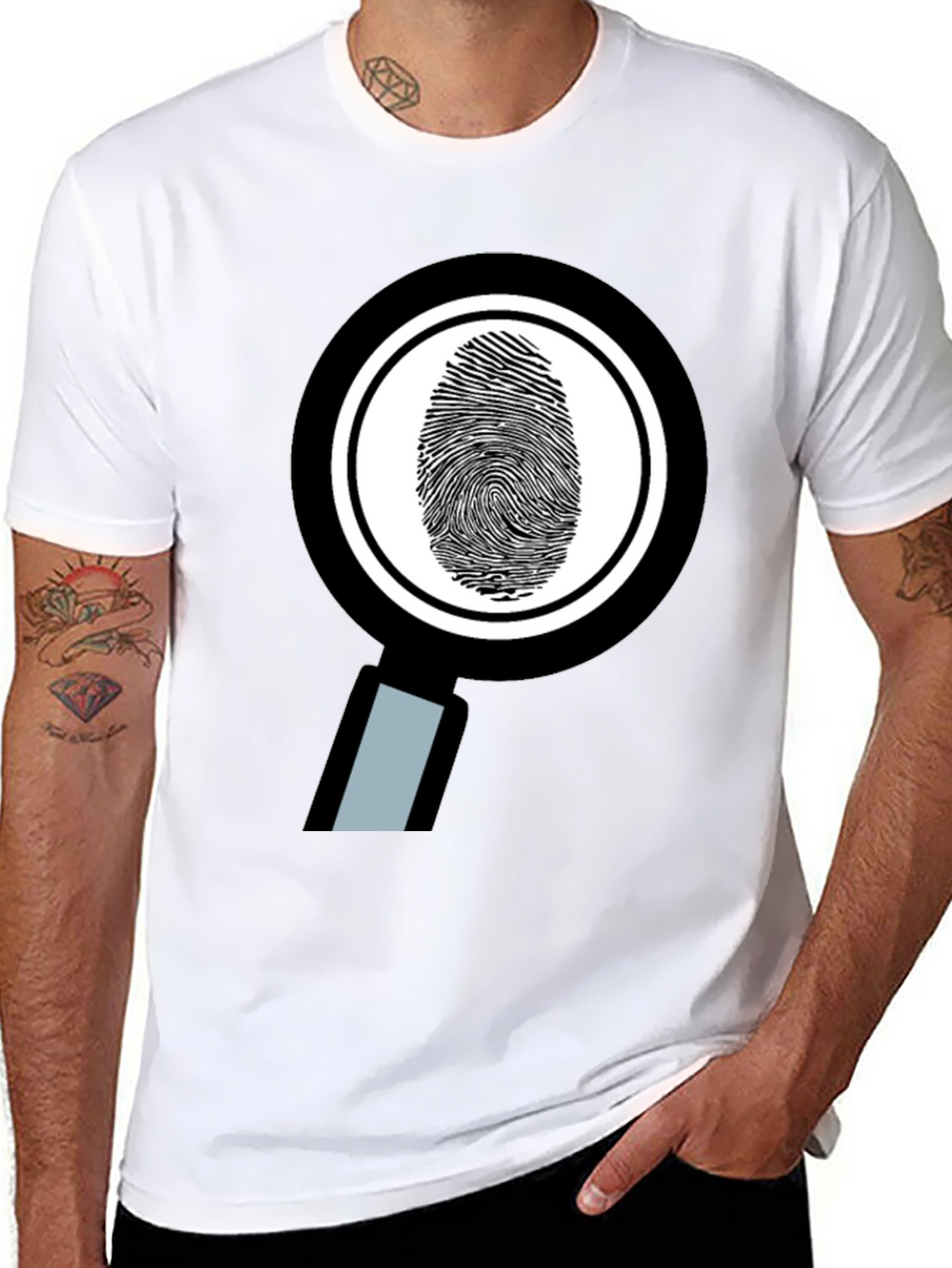 Fingerprint Magnifying Glass Graphic Tee