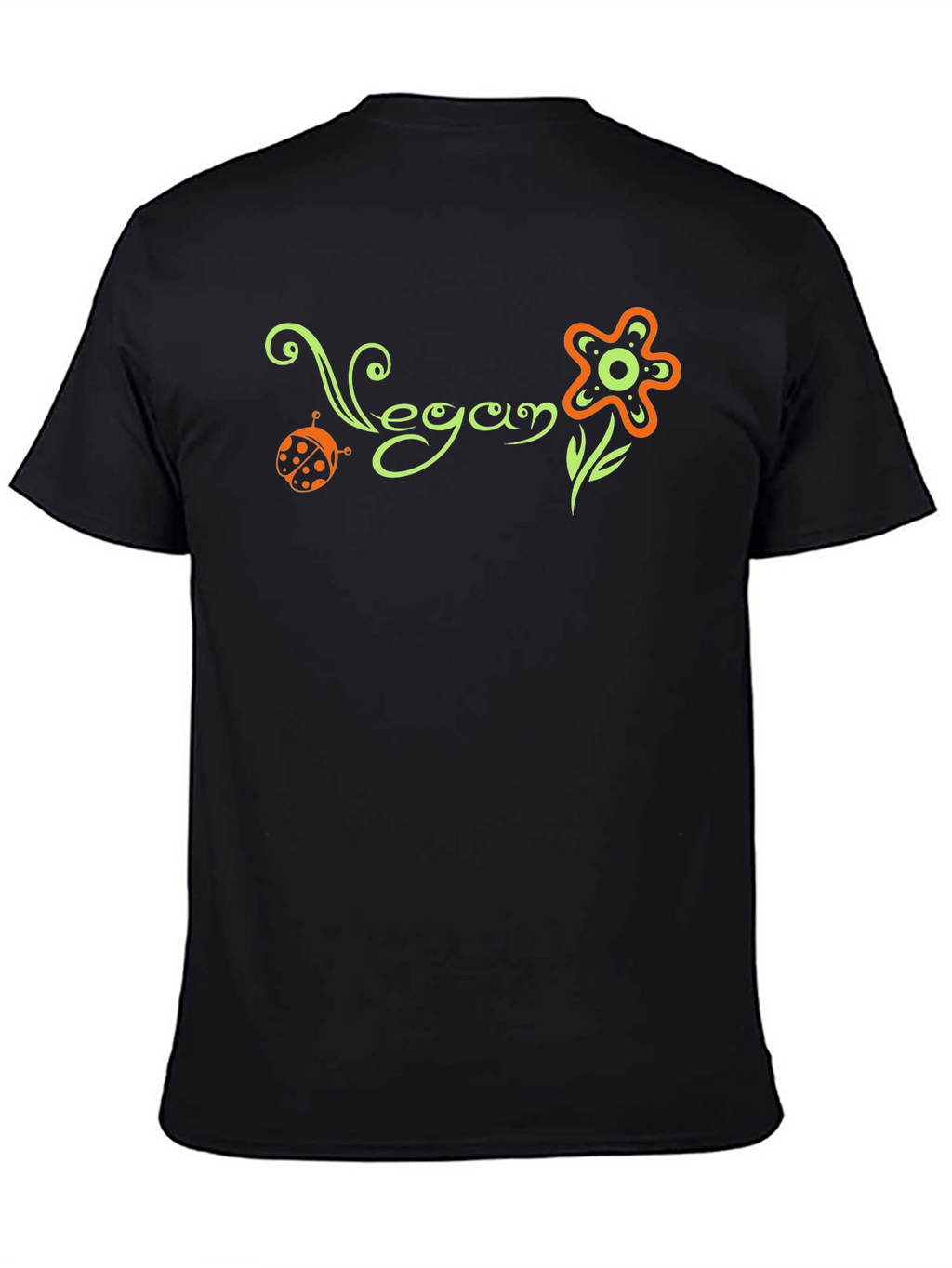 Vegan Flower Graphic Tee - Black Cotton T-Shirt