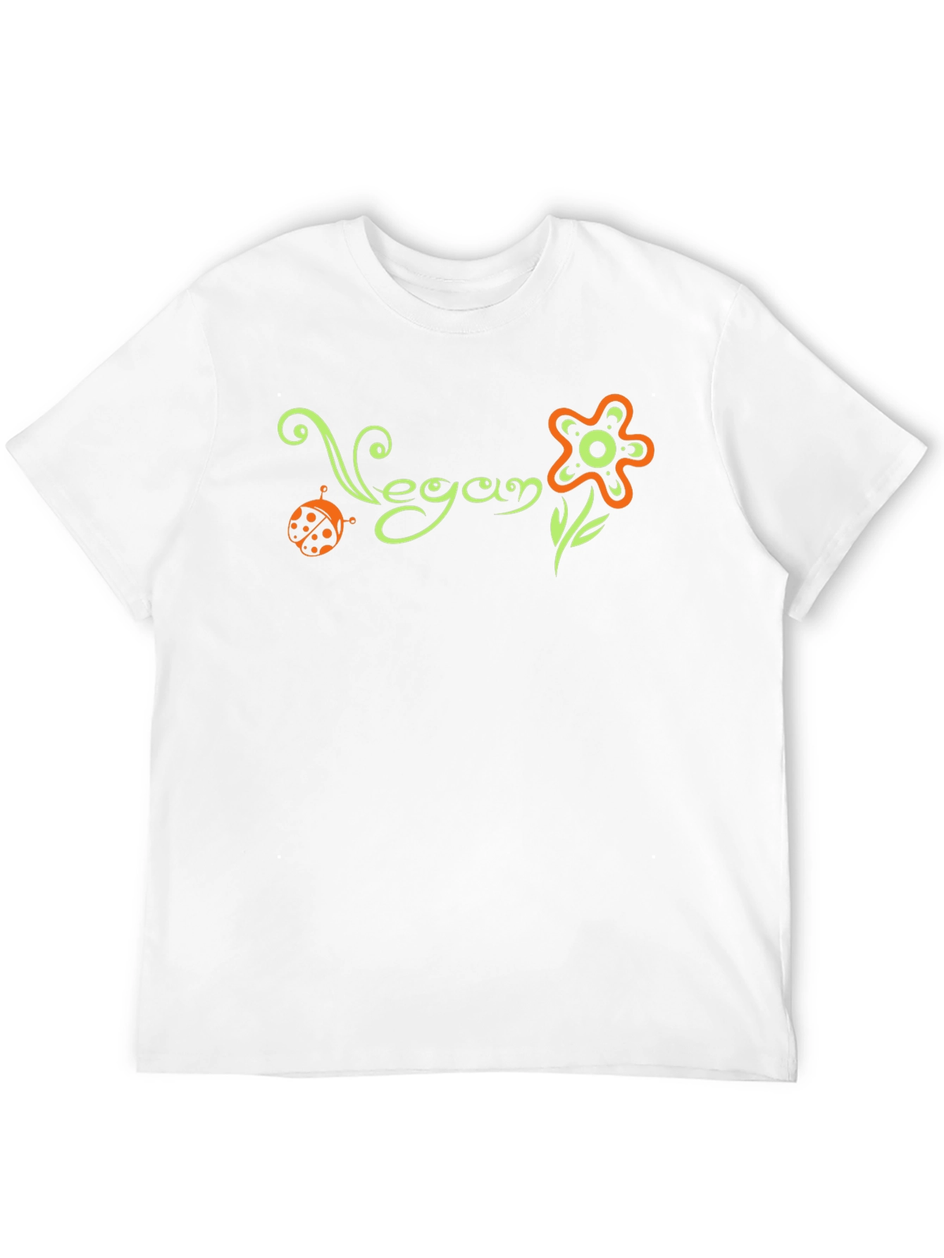 Vegan Flower Graphic Tee - Black Cotton T-Shirt