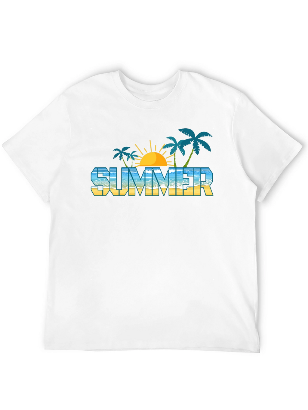 Summer Beach Graphic Black T-Shirt