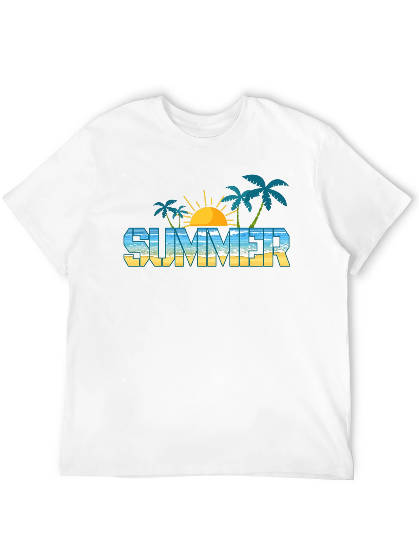 Summer Beach Graphic Black T-Shirt