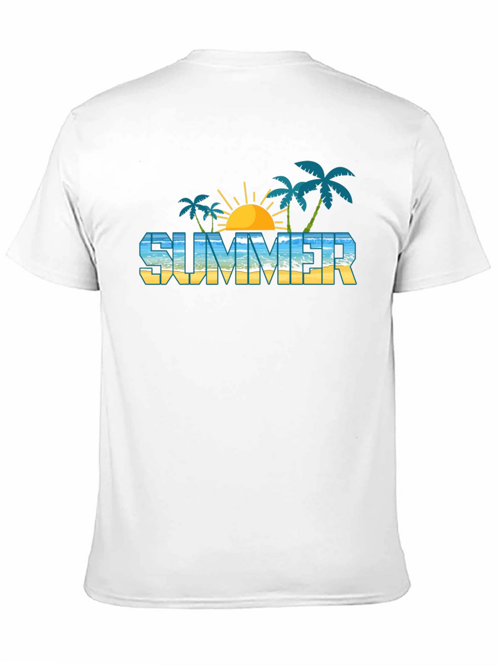 Summer Beach Graphic Black T-Shirt