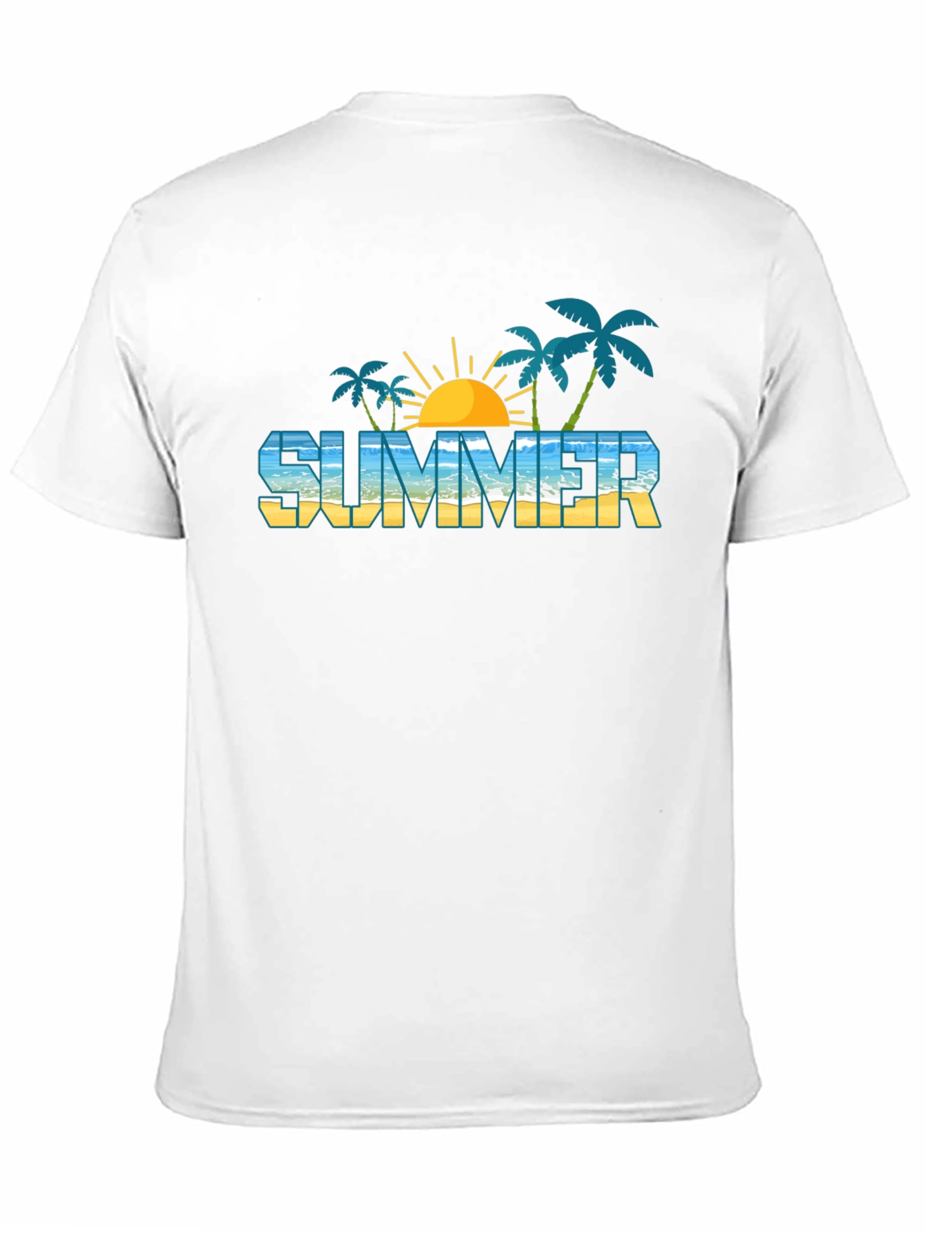 Summer Beach Graphic Black T-Shirt