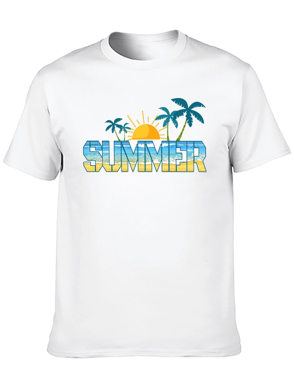 Summer Beach Graphic Black T-Shirt