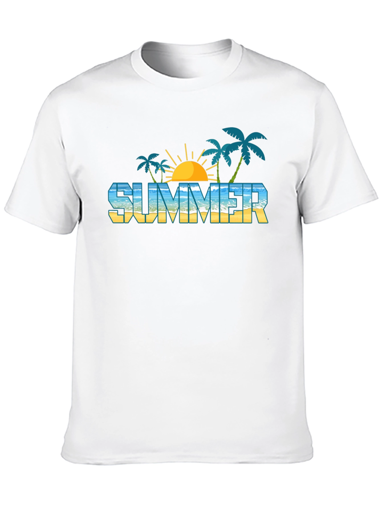 Summer Beach Graphic Black T-Shirt