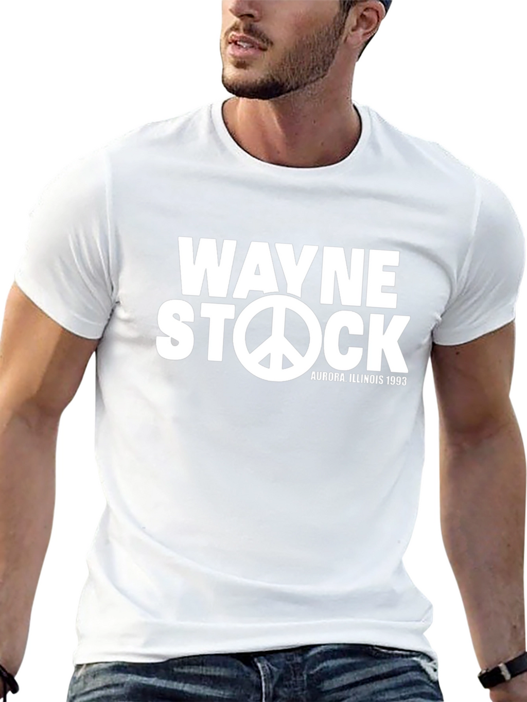 Wayne Stock Black T-Shirt with Peace Sign
