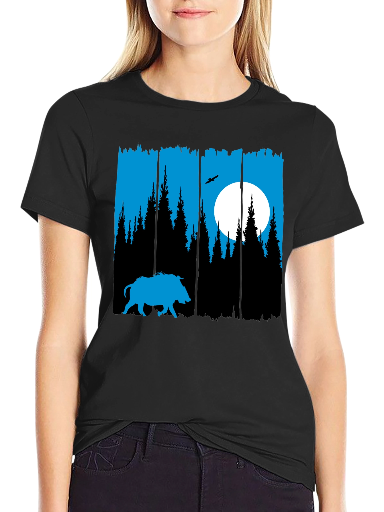 Nature Silhouette Tee: Boar Forest Moon