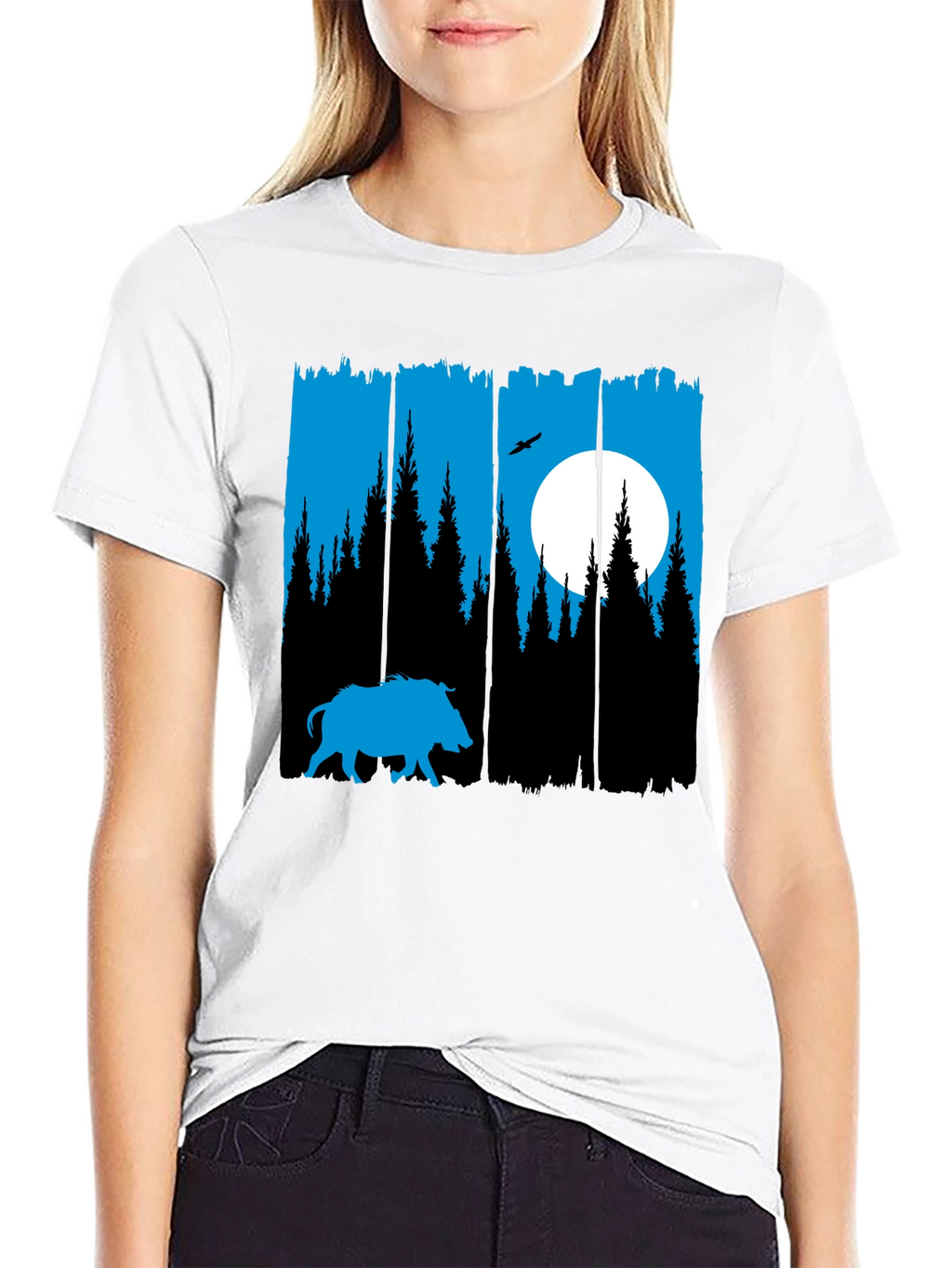 Nature Silhouette Tee: Boar Forest Moon