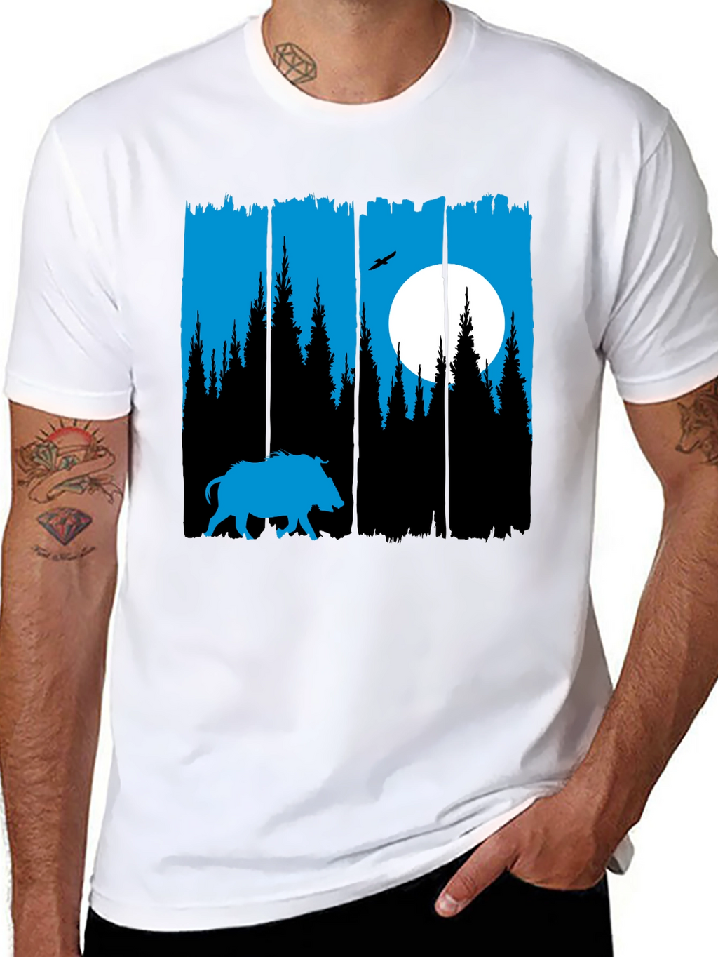 Nature Silhouette Tee: Boar Forest Moon