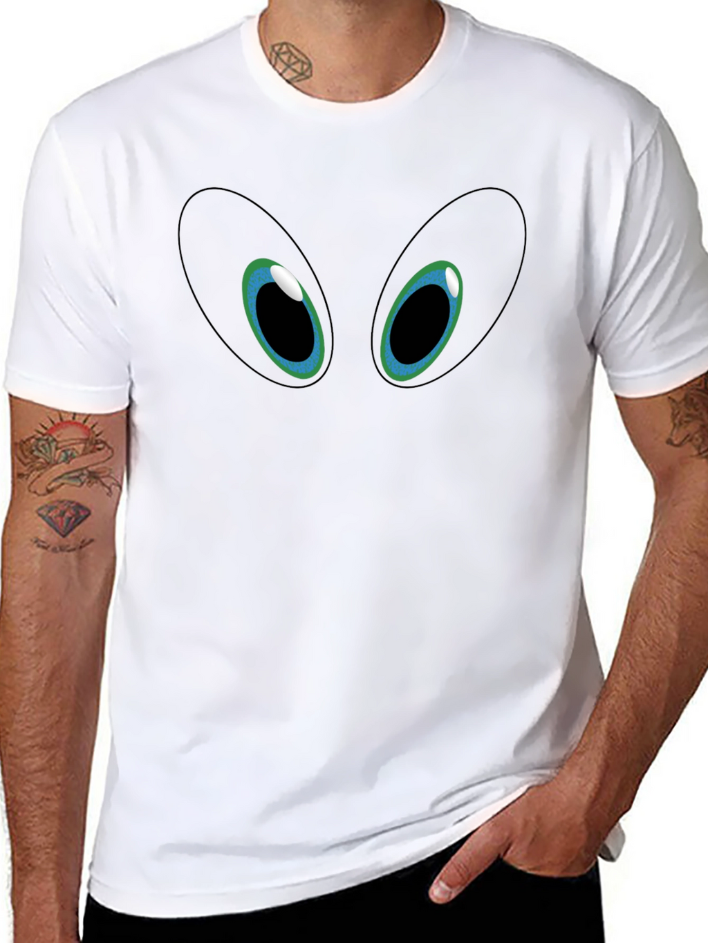 Mens Black Graphic Tee - Eyes Design