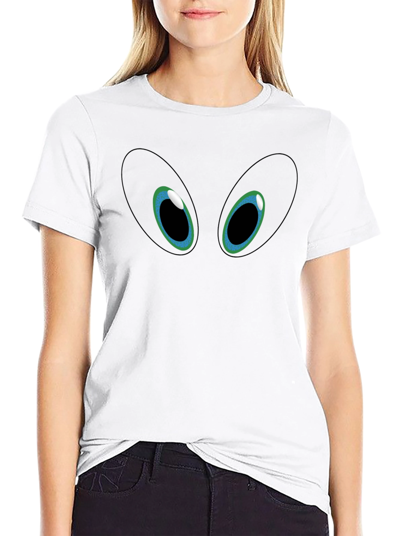 Mens Black Graphic Tee - Eyes Design