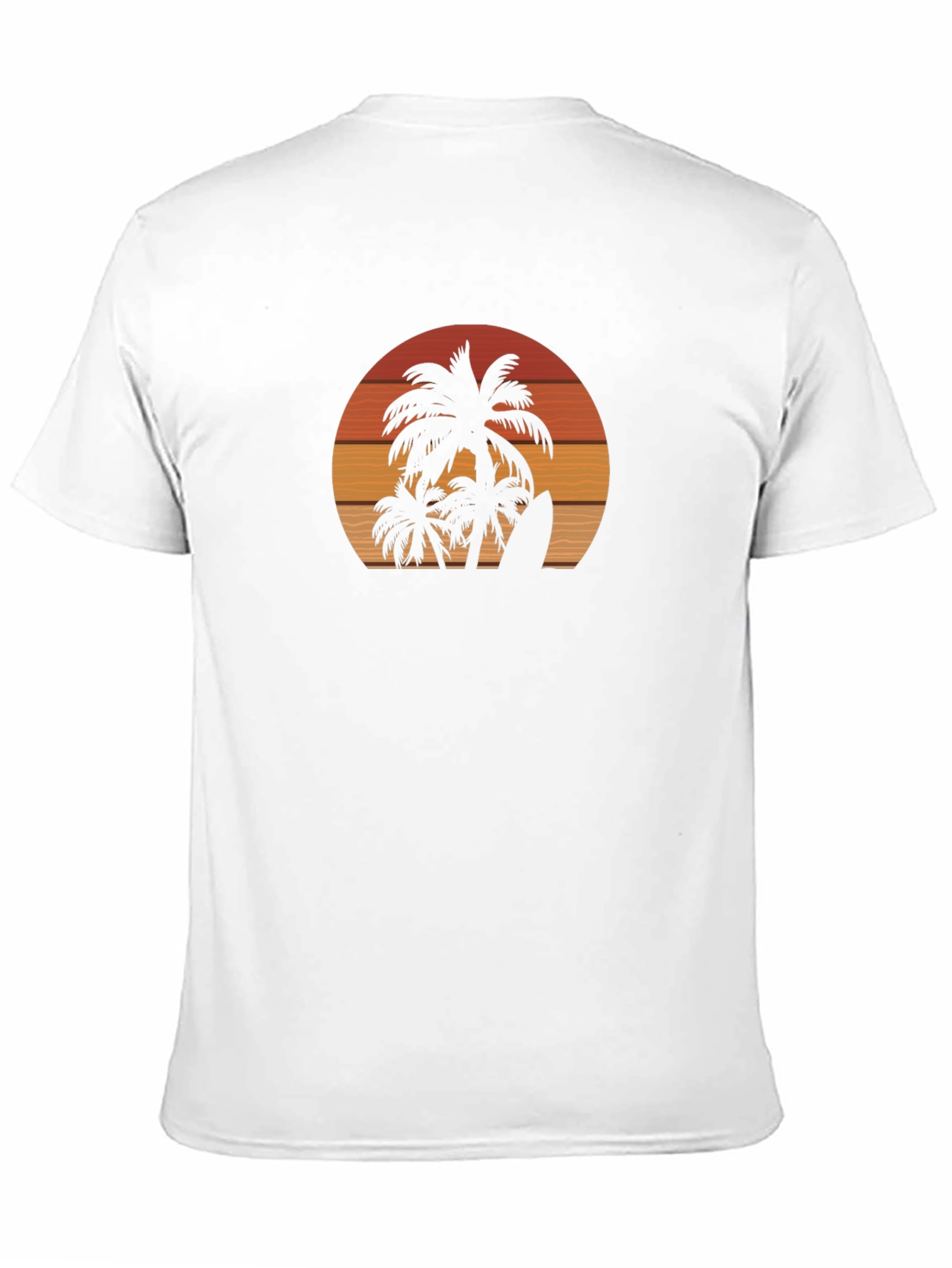 Sunset Palm Tree Surfboard Black Graphic T-Shirt
