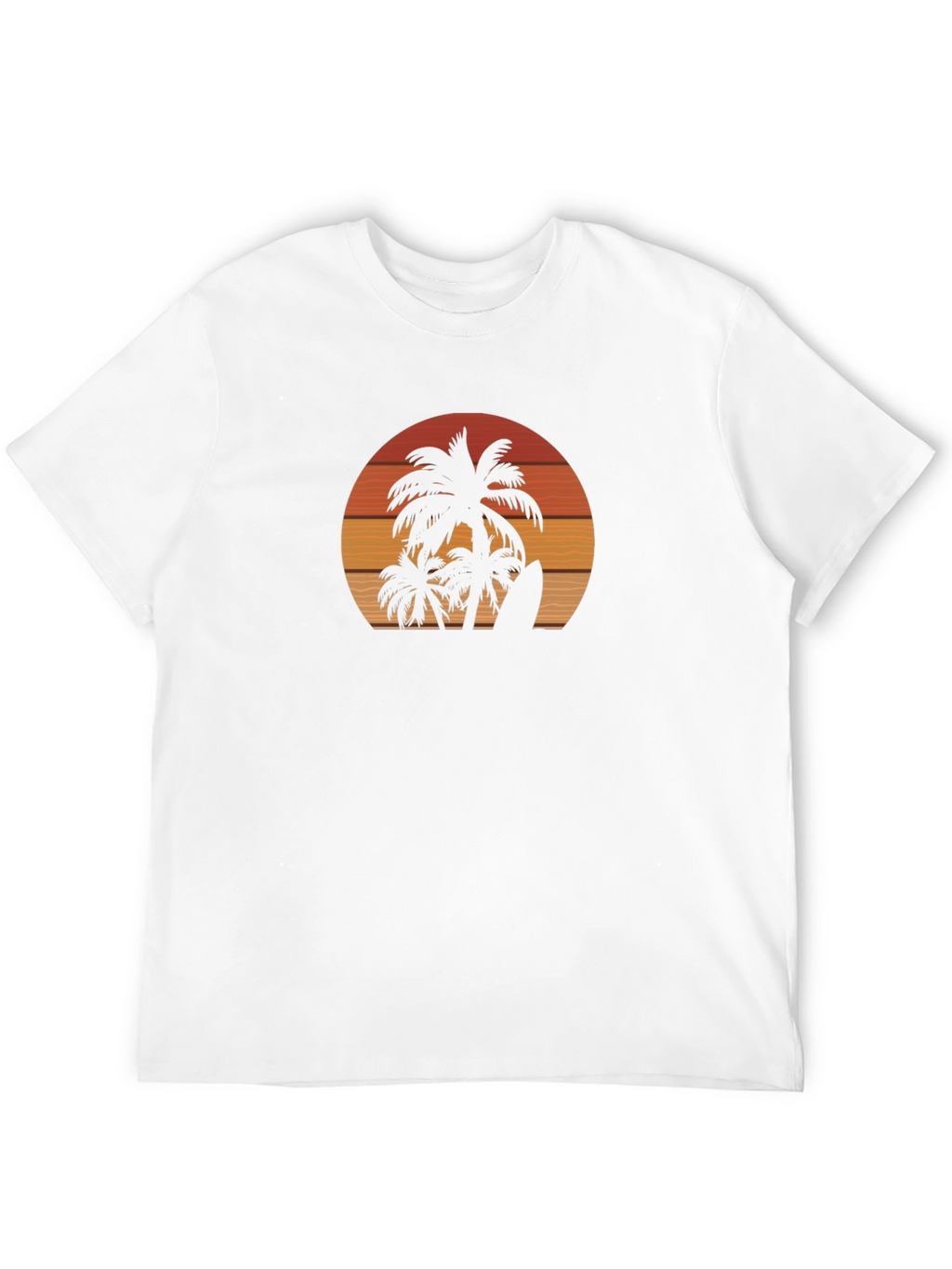 Sunset Palm Tree Surfboard Black Graphic T-Shirt