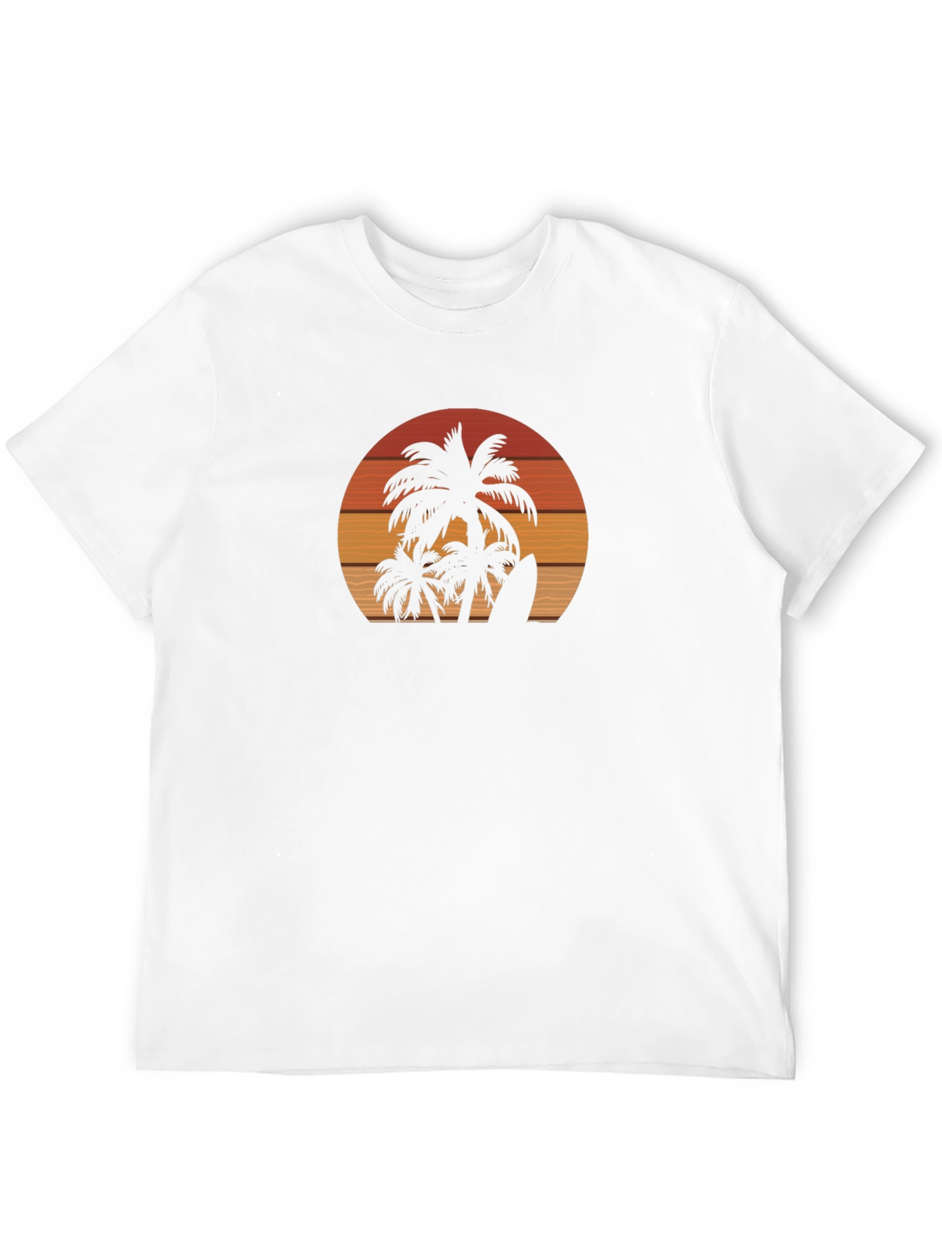 Sunset Palm Tree Surfboard Black Graphic T-Shirt
