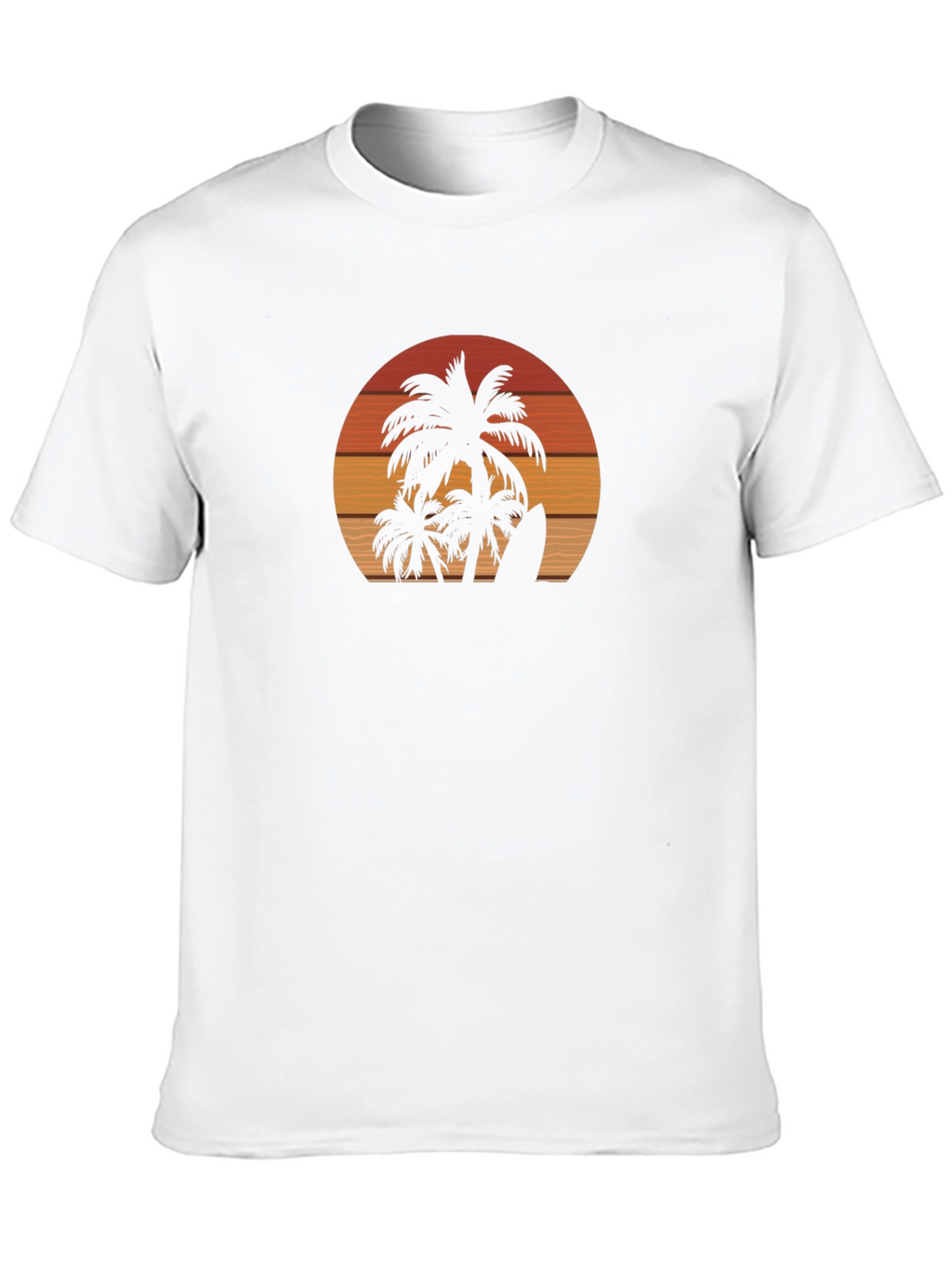 Sunset Palm Tree Surfboard Black Graphic T-Shirt