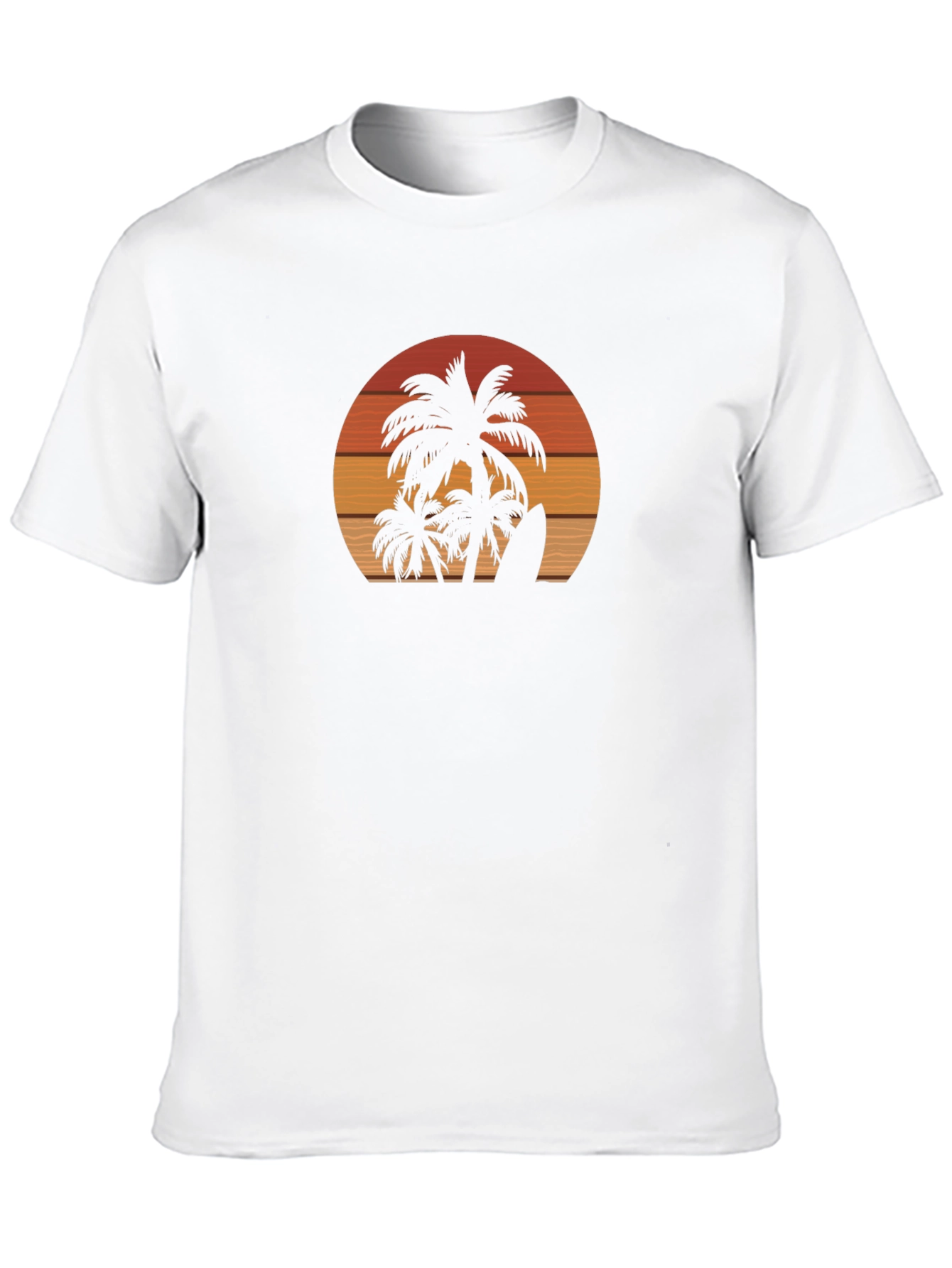 Sunset Palm Tree Surfboard Black Graphic T-Shirt