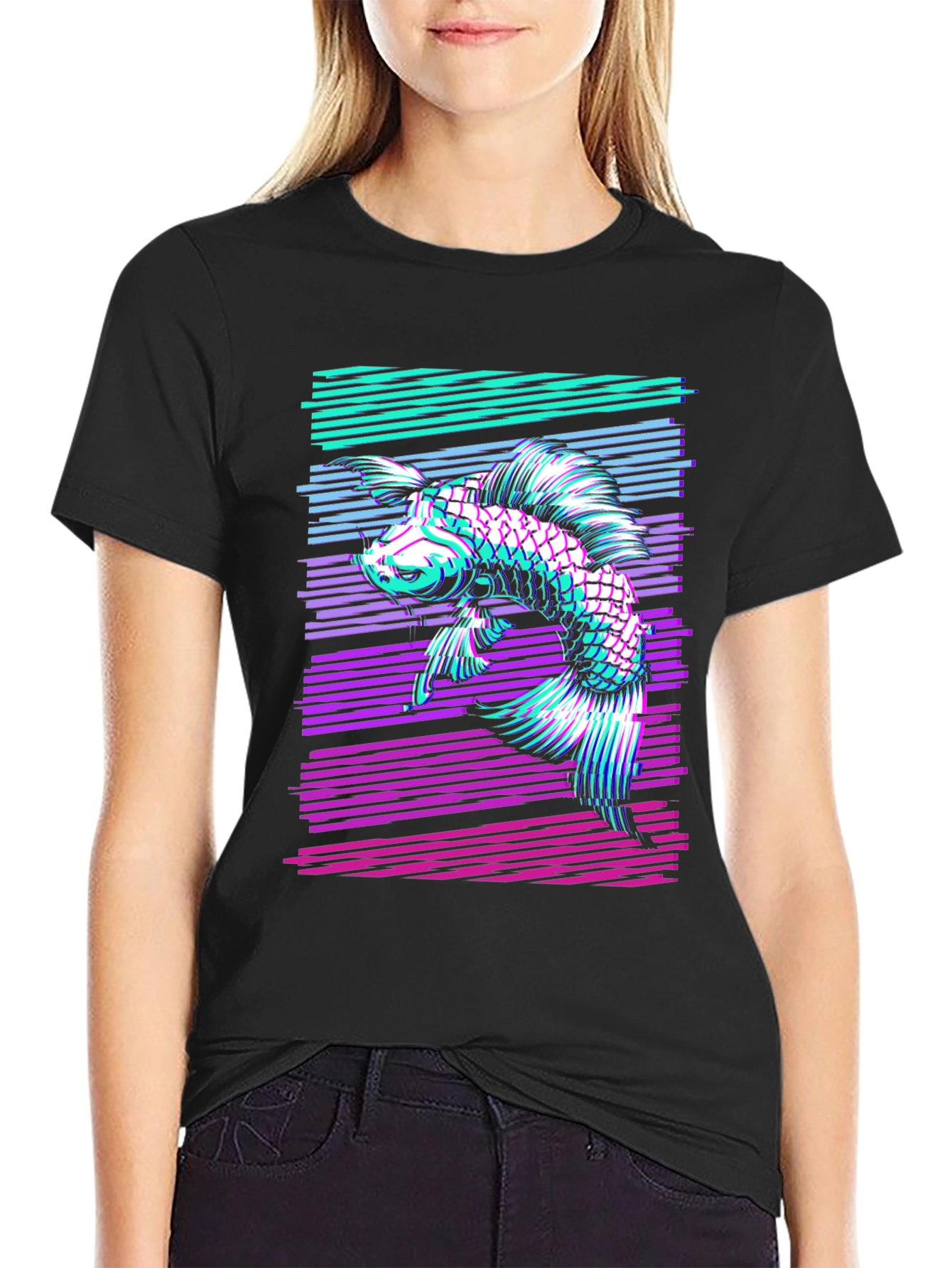 Retro Koi Fish Graphic T-Shirt - Stylish Comfort