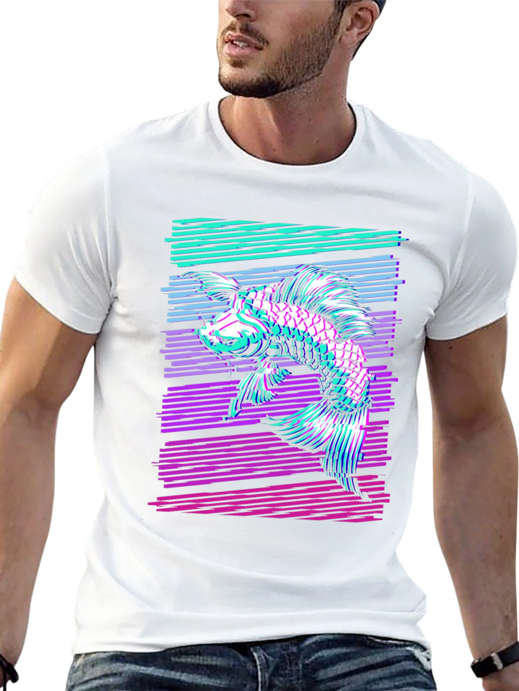 Retro Koi Fish Graphic T-Shirt - Stylish Comfort