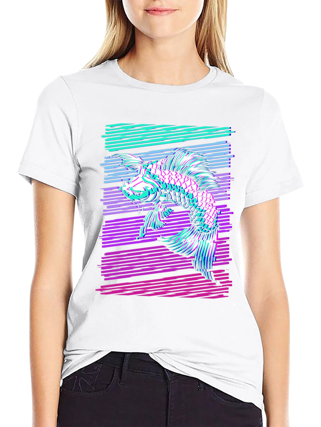 Retro Koi Fish Graphic T-Shirt - Stylish Comfort