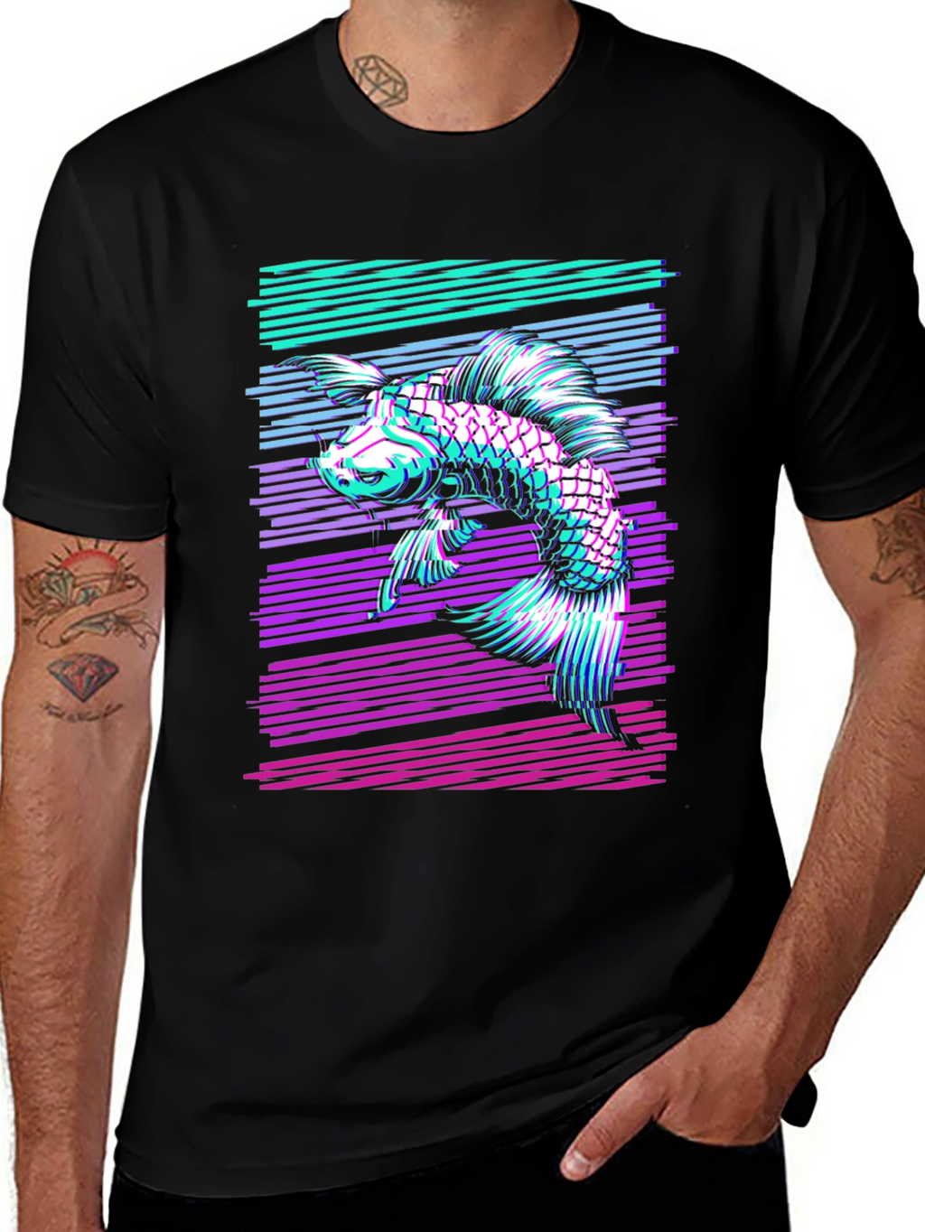 Retro Koi Fish Graphic T-Shirt - Stylish Comfort