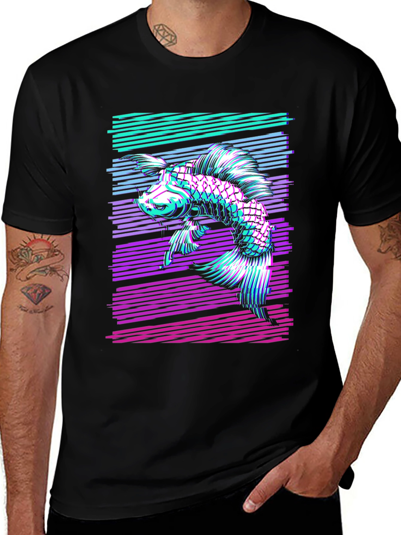 Retro Koi Fish Graphic T-Shirt - Stylish Comfort