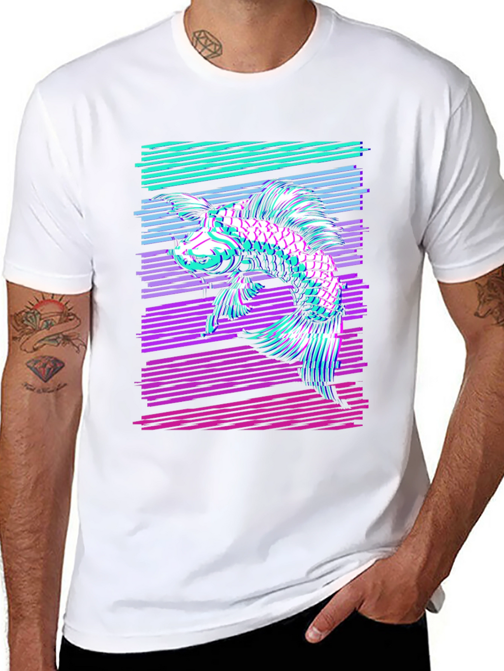 Retro Koi Fish Graphic T-Shirt - Stylish Comfort