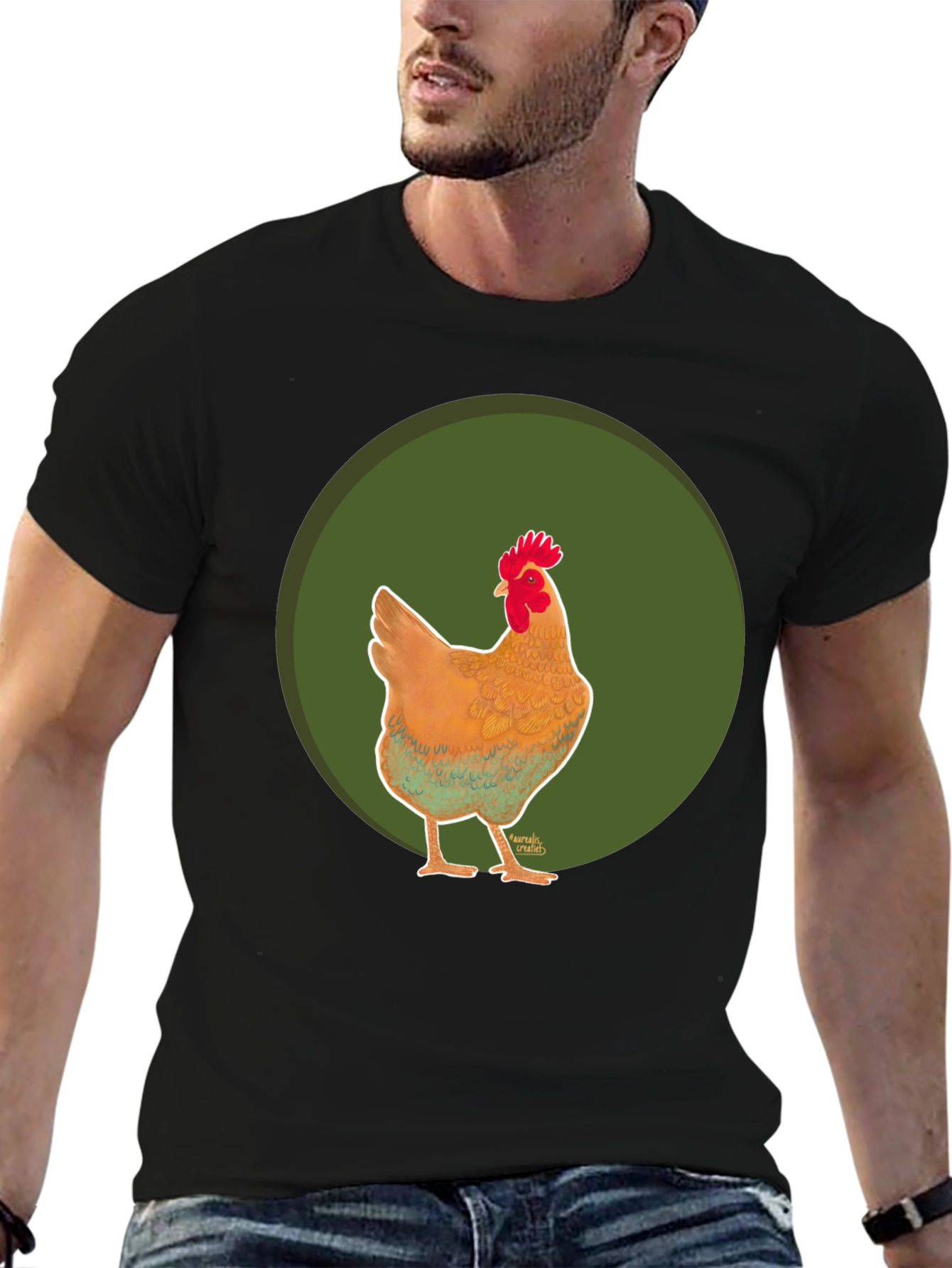 Chicken Graphic Tee - Casual Black T-Shirt