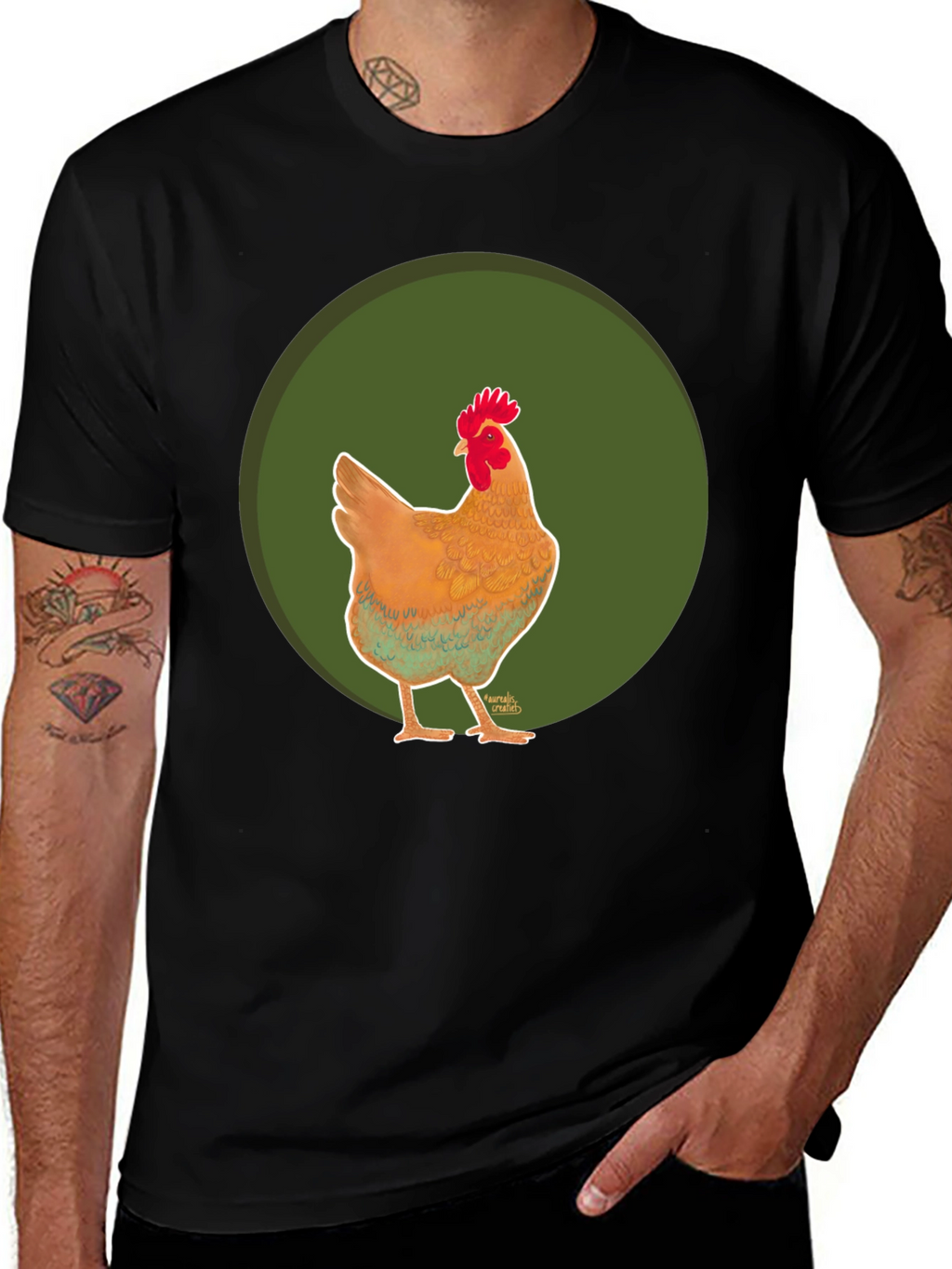 Chicken Graphic Tee - Casual Black T-Shirt