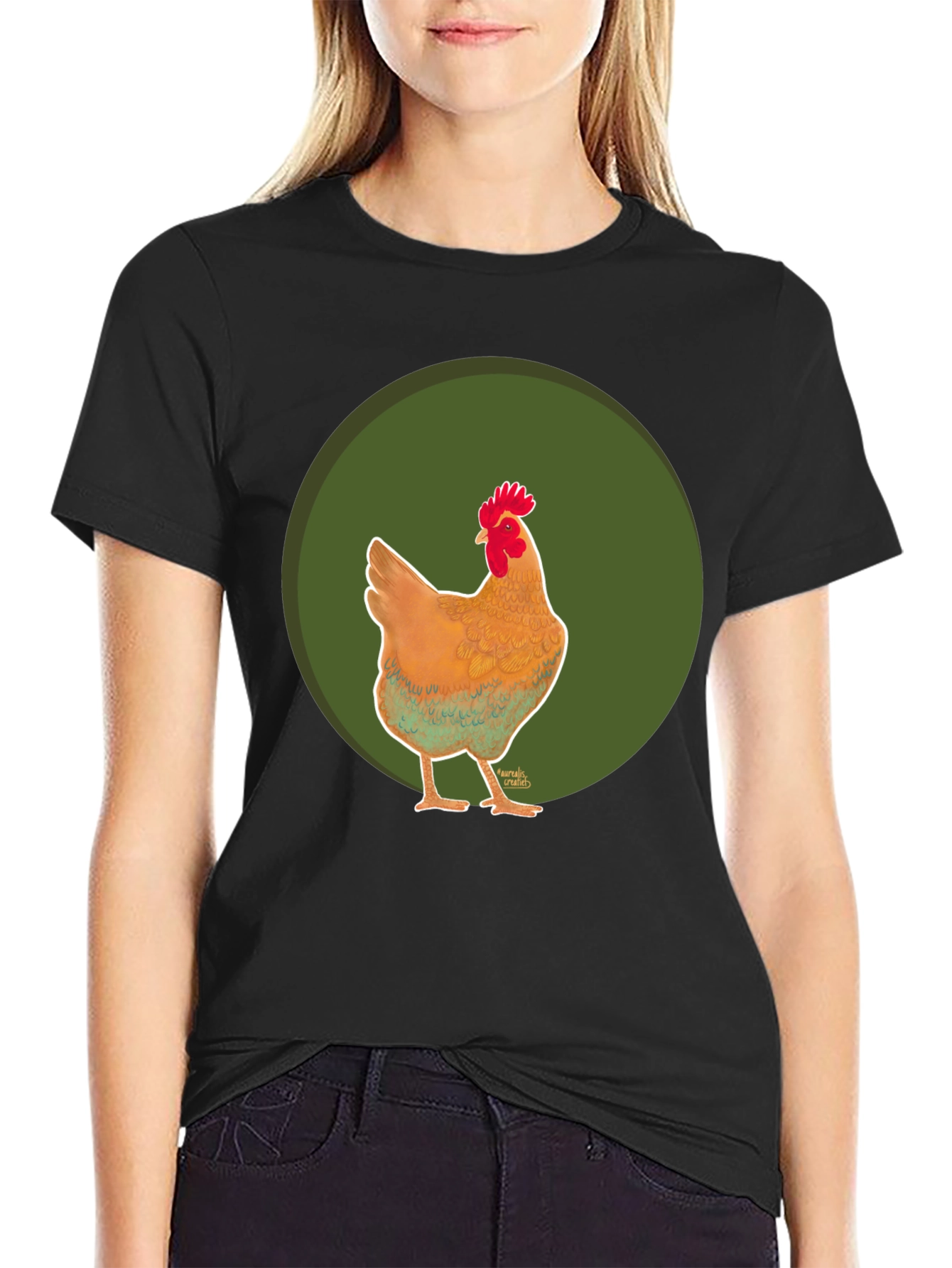 Chicken Graphic Tee - Casual Black T-Shirt
