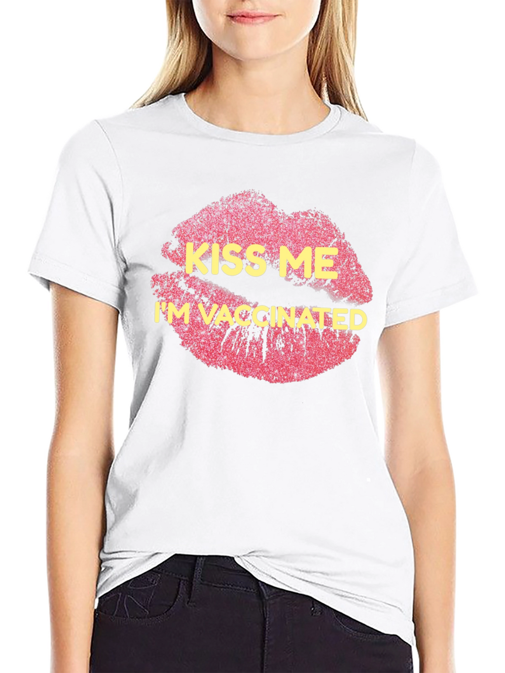 Kiss Me Im Vaccinated Black T-Shirt