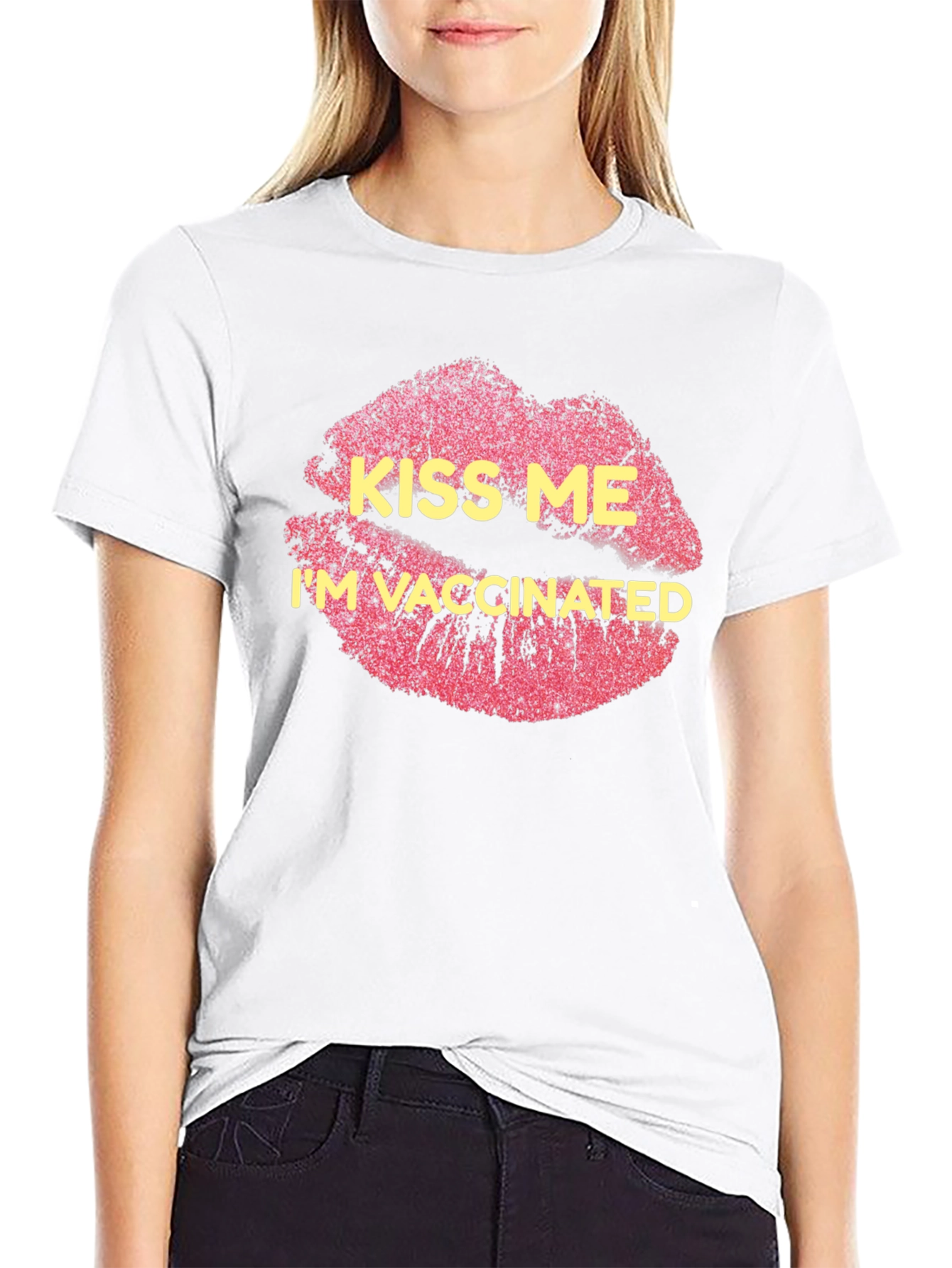 Kiss Me Im Vaccinated Black T-Shirt
