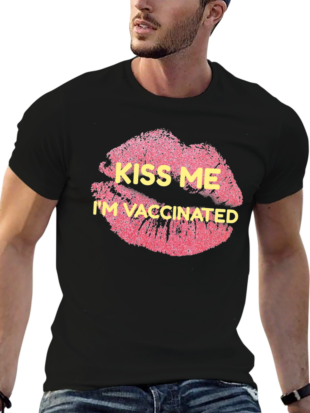 Kiss Me Im Vaccinated Black T-Shirt